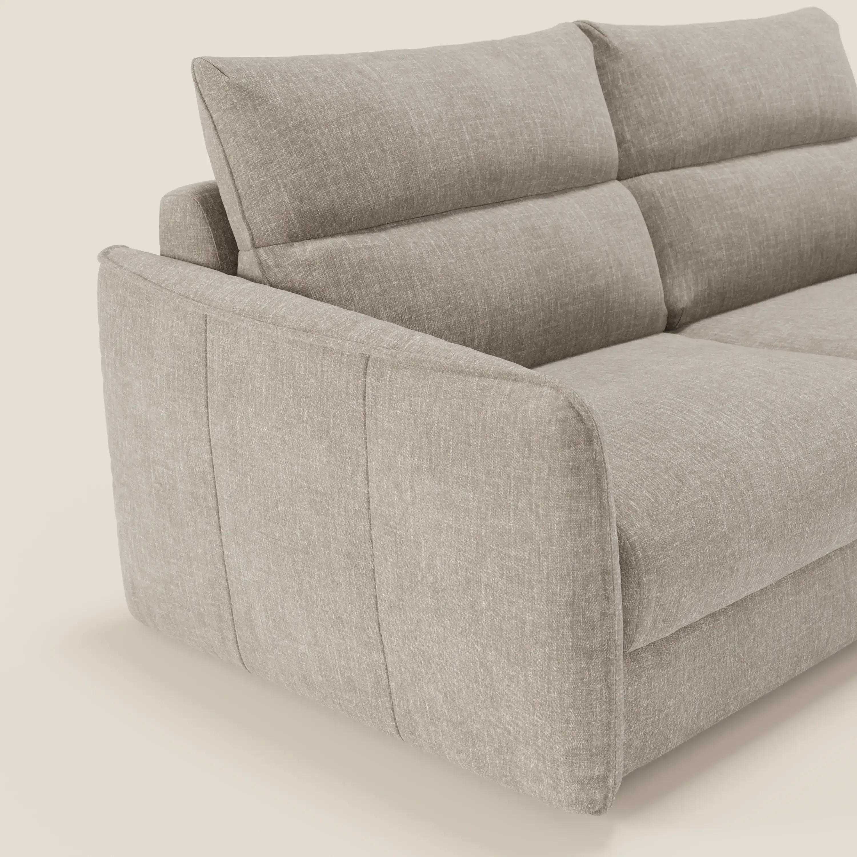 Elios Canapé convertible avec coussins de dossier souples en tissu détachable T24 lin clair - Image 6