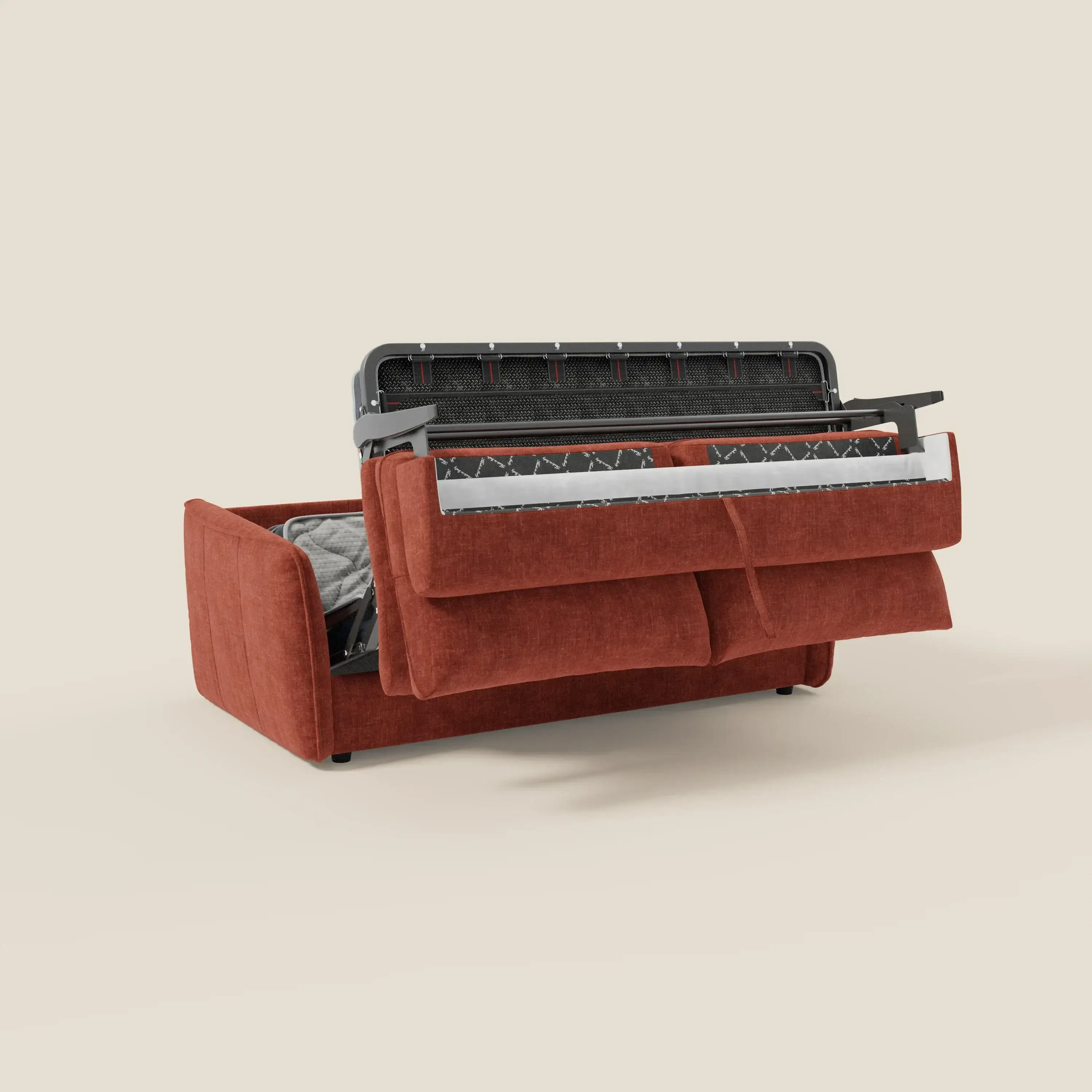 Elios Canapé convertible avec coussins de dossier souples en tissu détachable T24 rouille - Image 10