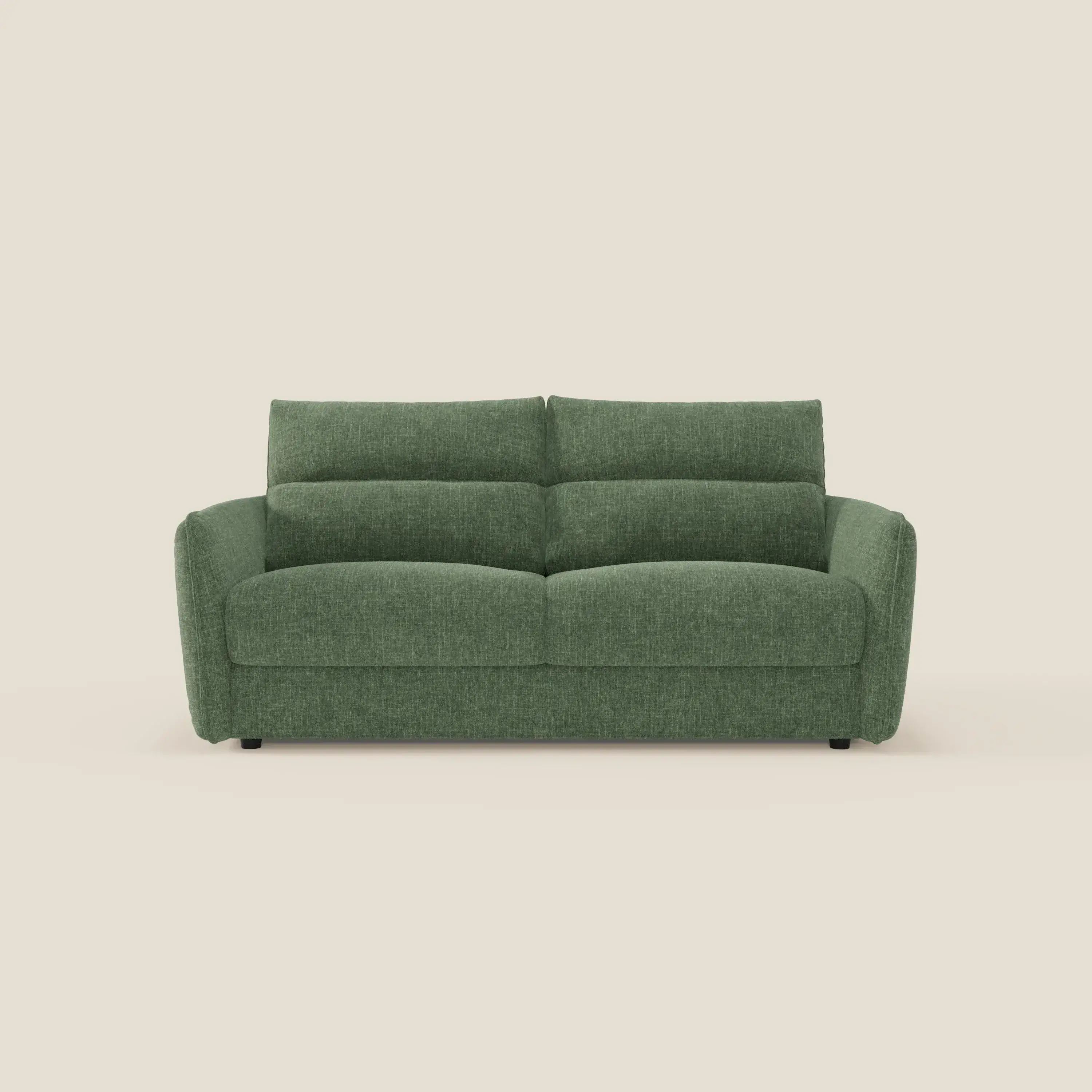 Elios Canapé convertible avec coussins de dossier souples en tissu détachable T24 vert olive