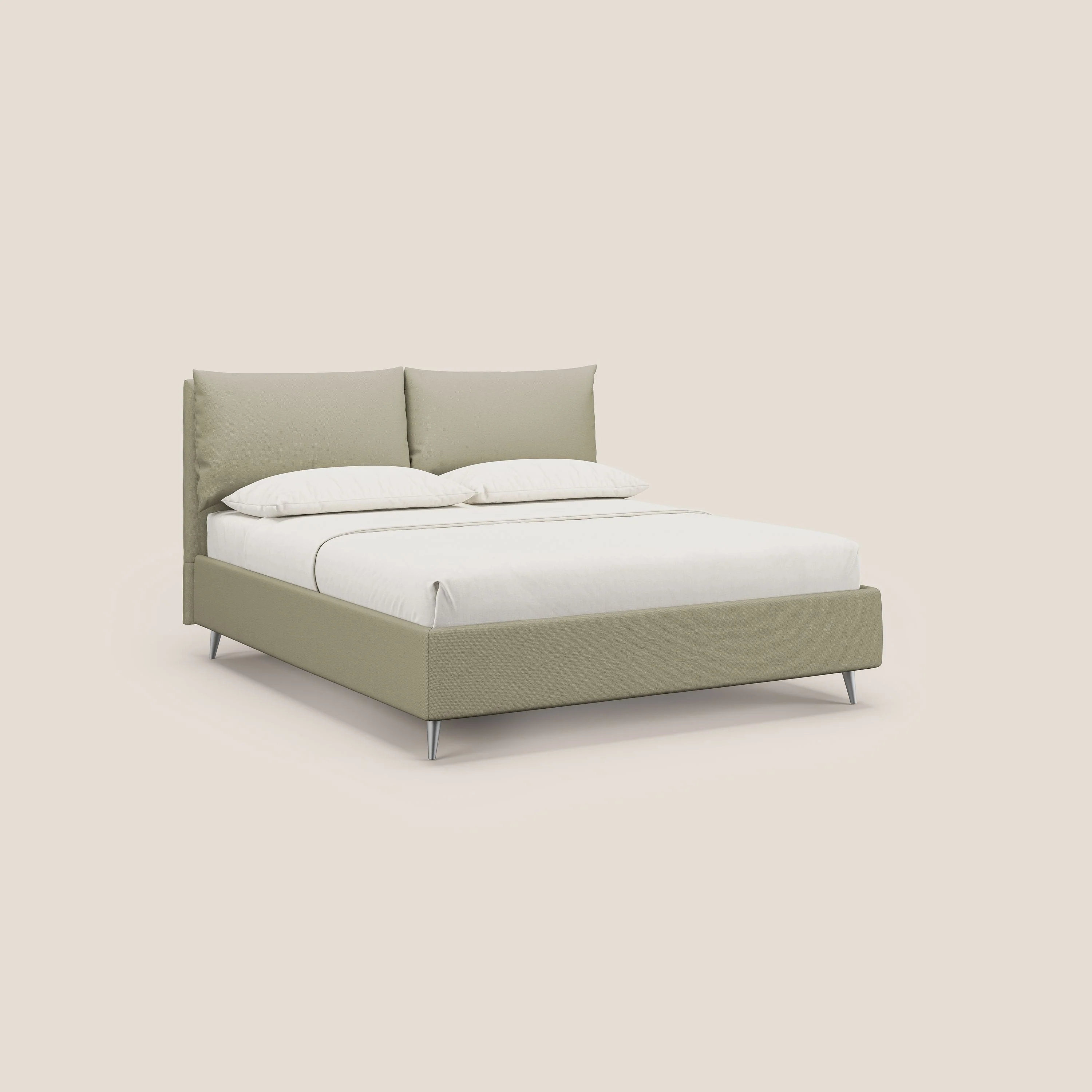 Elsa lit rembourré avec coffre de rangement en tissu détachable T05 crÚme