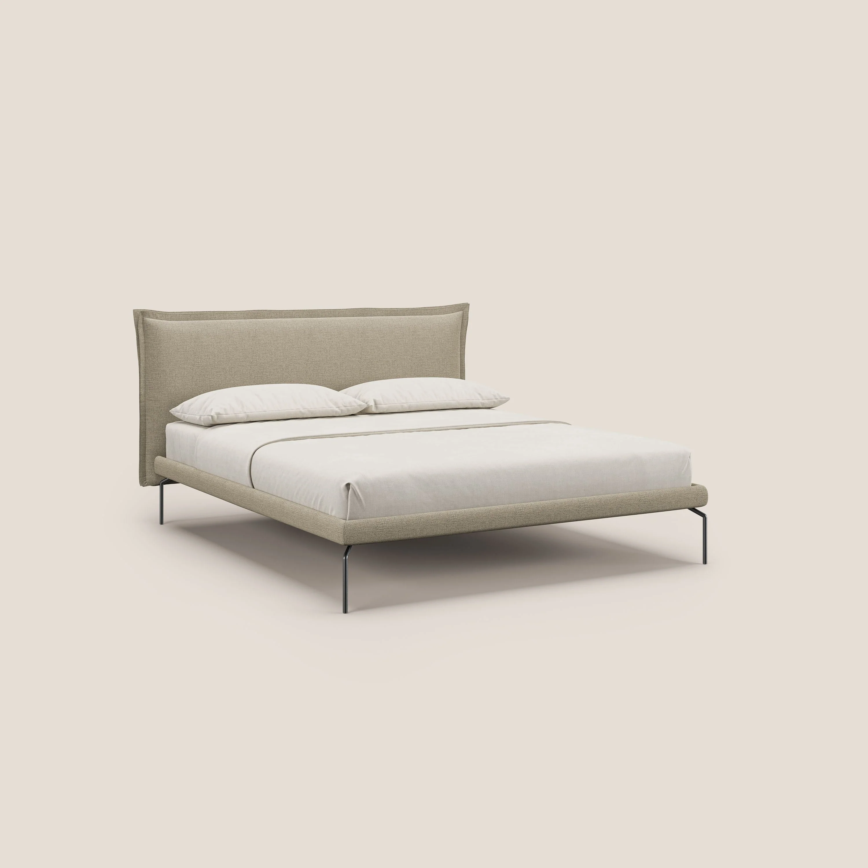Eric lit rembourré au design minimaliste en tissu imperméable T14 beige