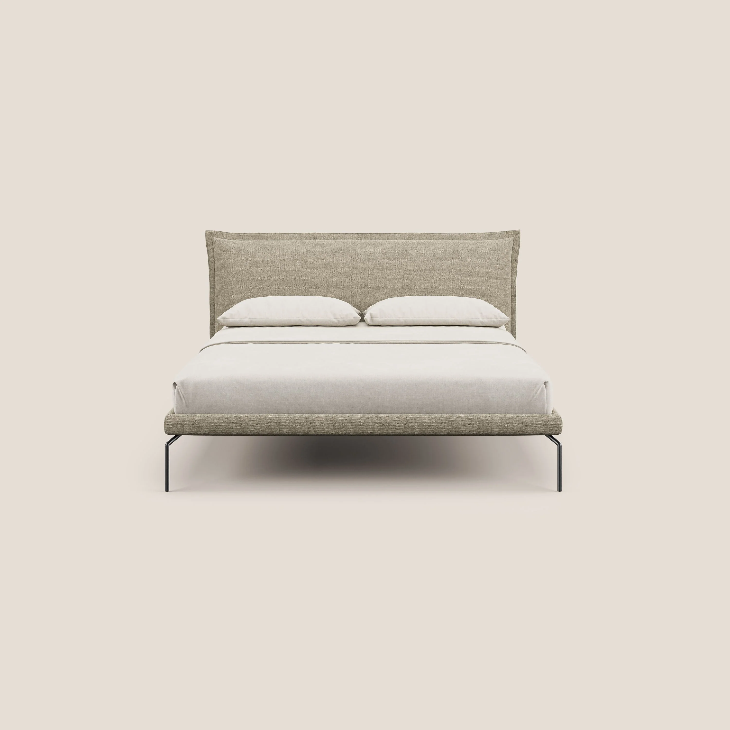 Eric lit rembourré au design minimaliste en tissu imperméable T14 beige - Image 2