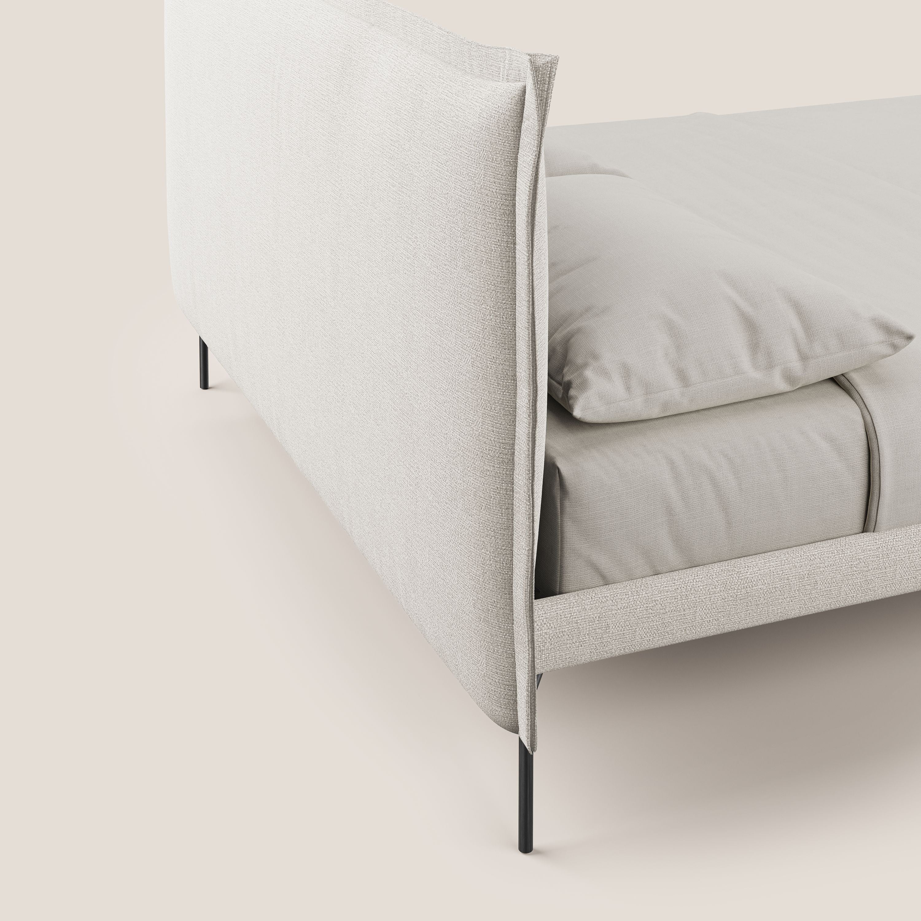 Eric lit rembourré au design minimaliste en tissu imperméable T14 crème - Image 6
