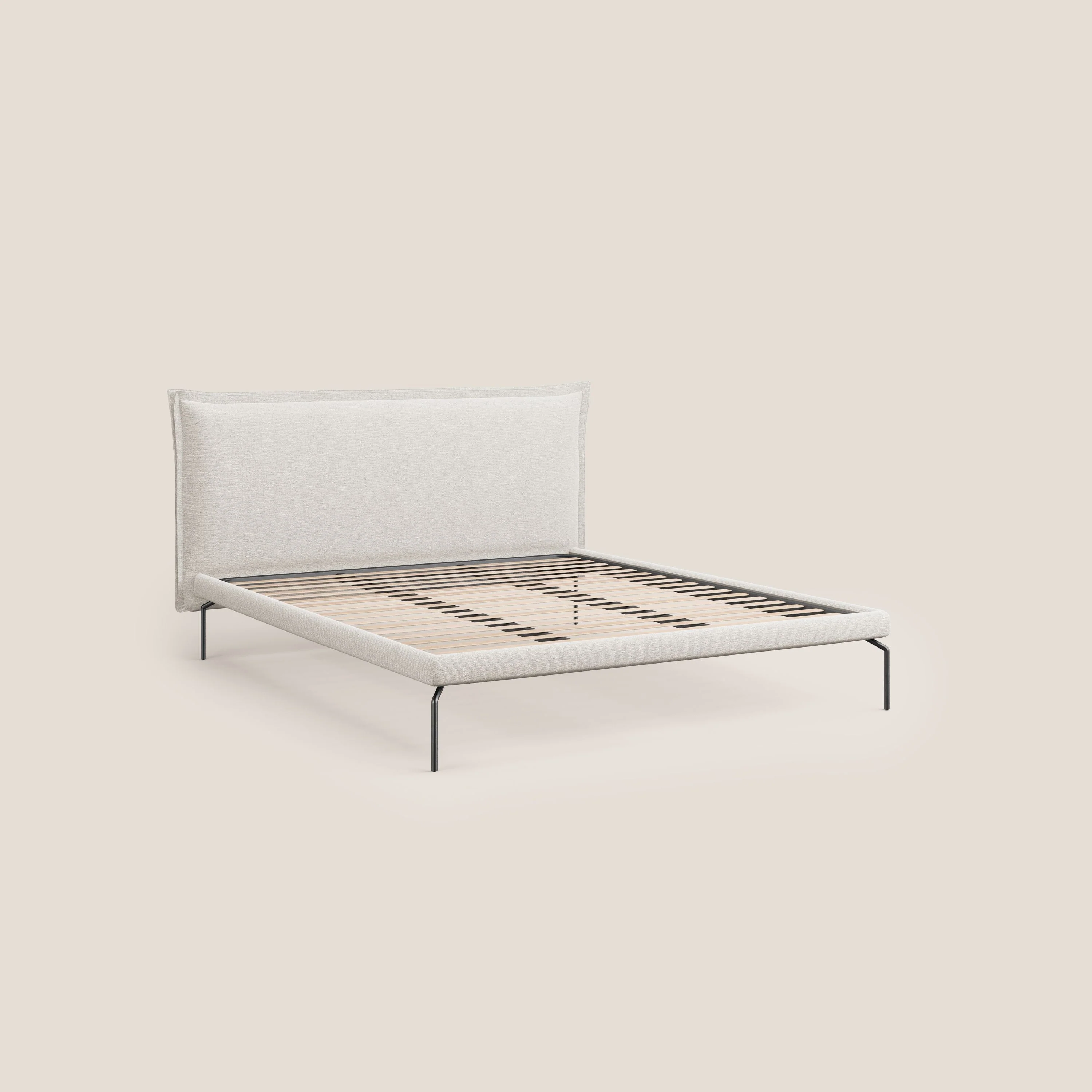 Eric lit rembourré au design minimaliste en tissu imperméable T14 crème - Image 7