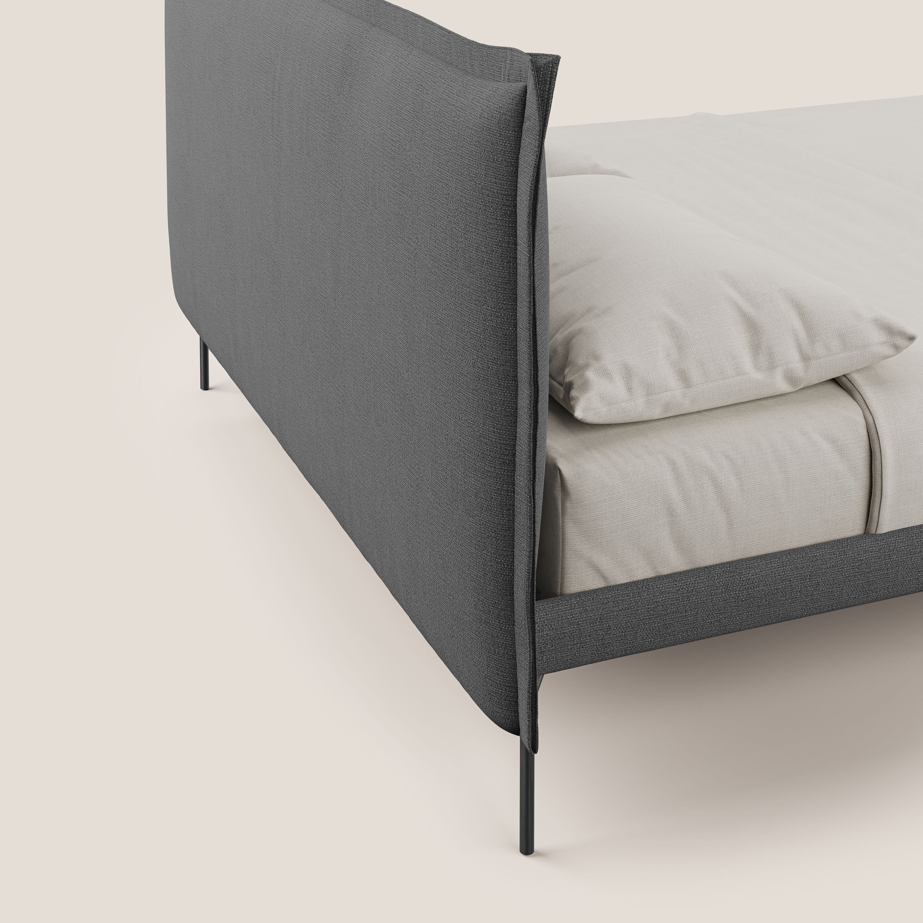 Eric lit rembourré au design minimaliste en tissu imperméable T14 gris - Image 6