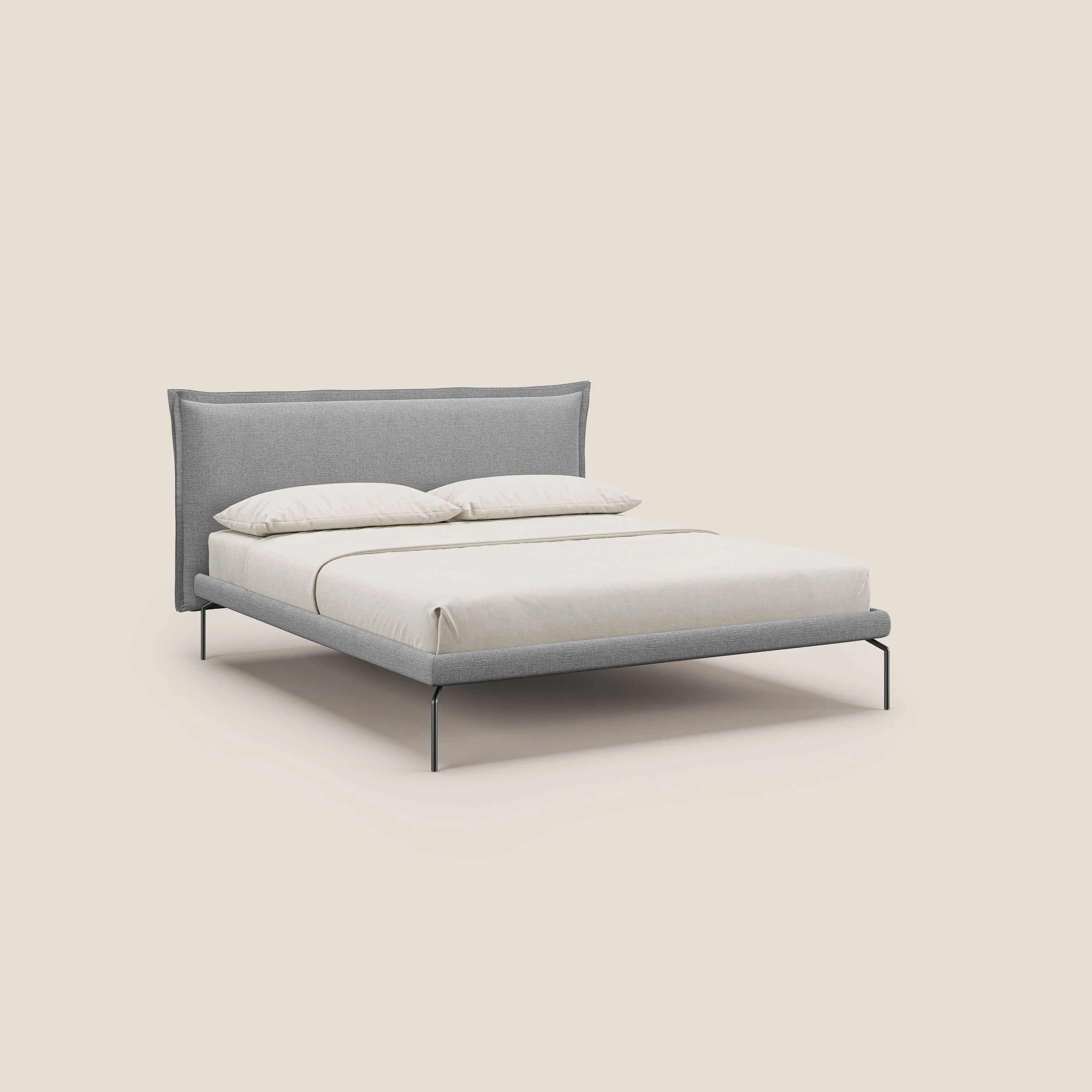 Eric lit rembourré au design minimaliste en tissu imperméable T14 gris clair