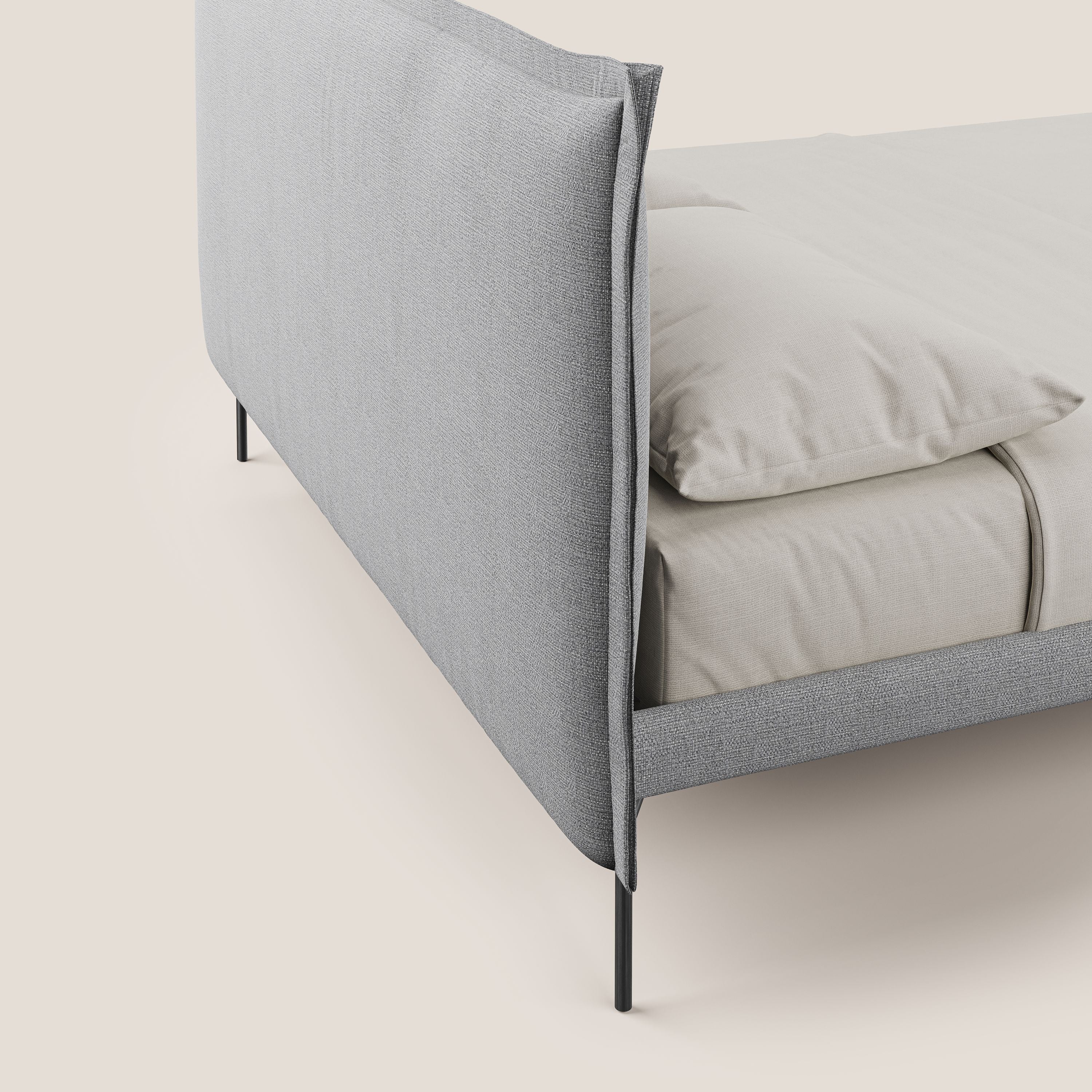 Eric lit rembourré au design minimaliste en tissu imperméable T14 gris clair - Image 6