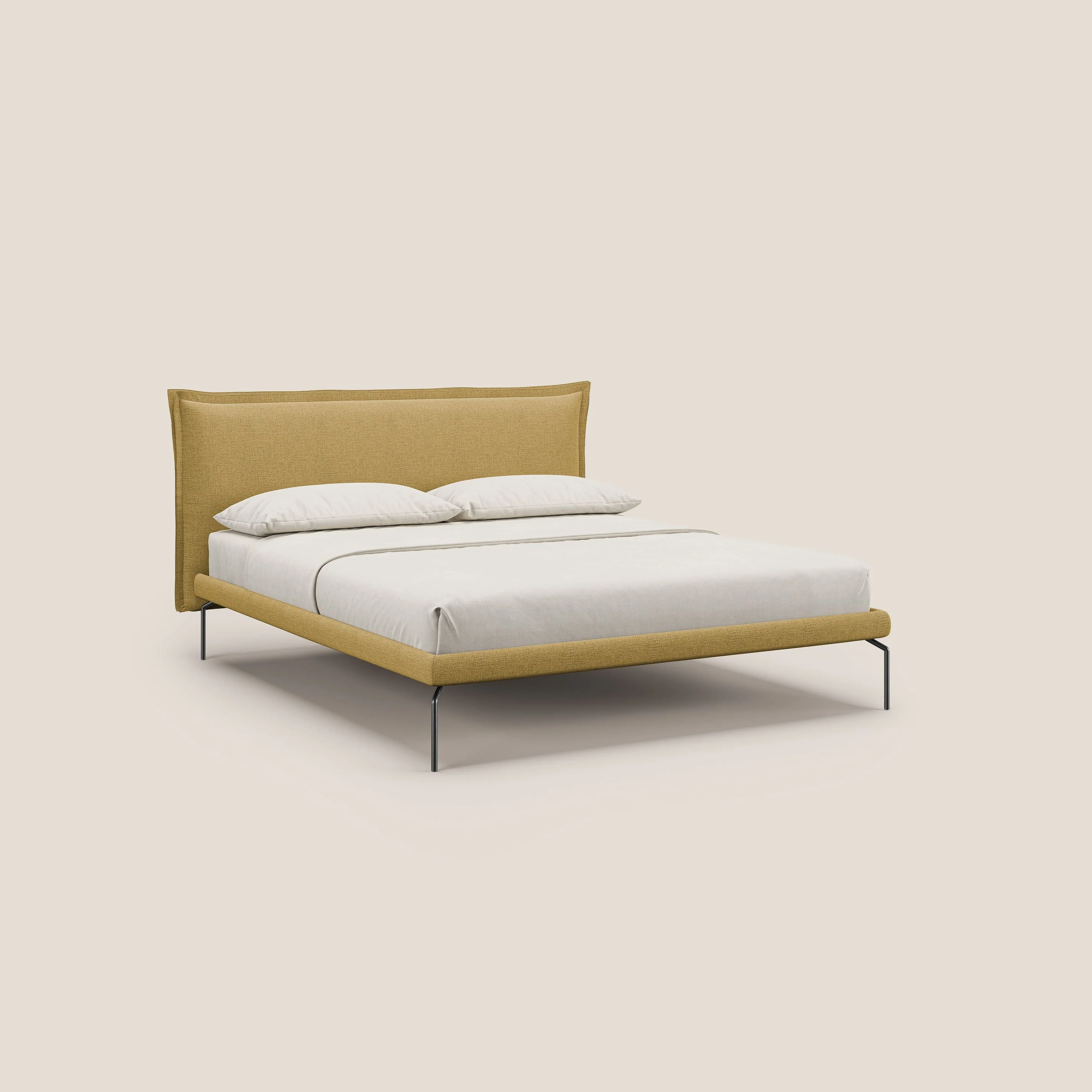 Eric lit rembourré au design minimaliste en tissu imperméable T14 jaune