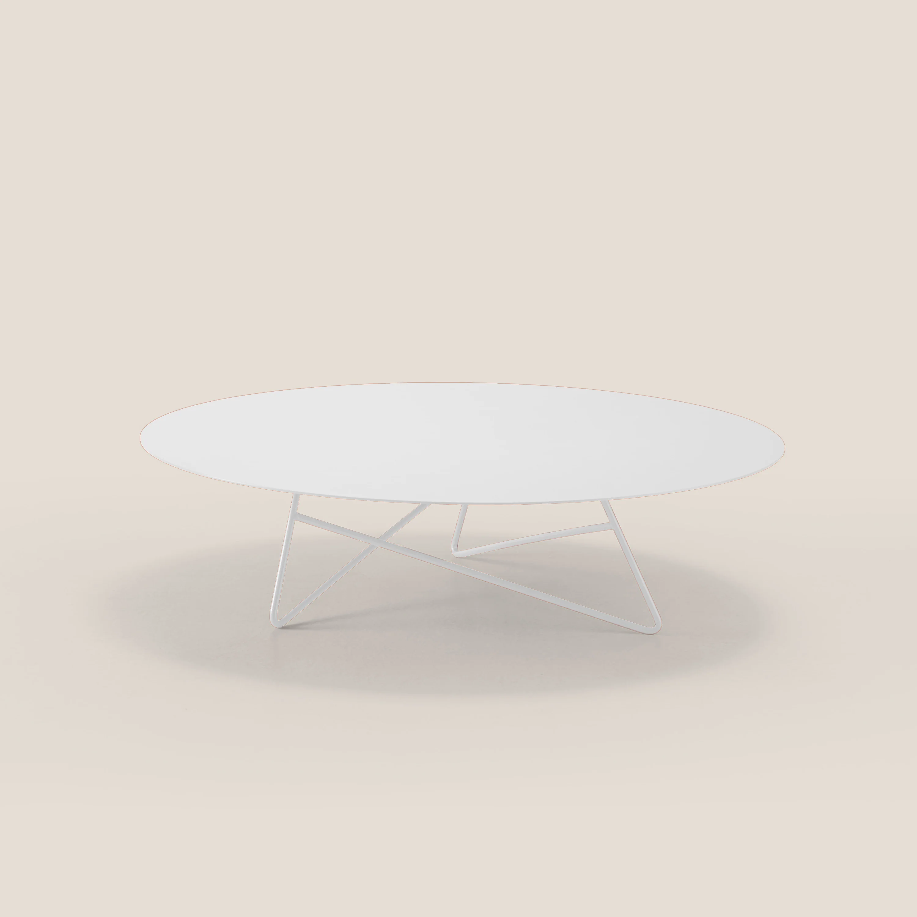 Ermione Table basse ronde pour salon en métal h25 blanc