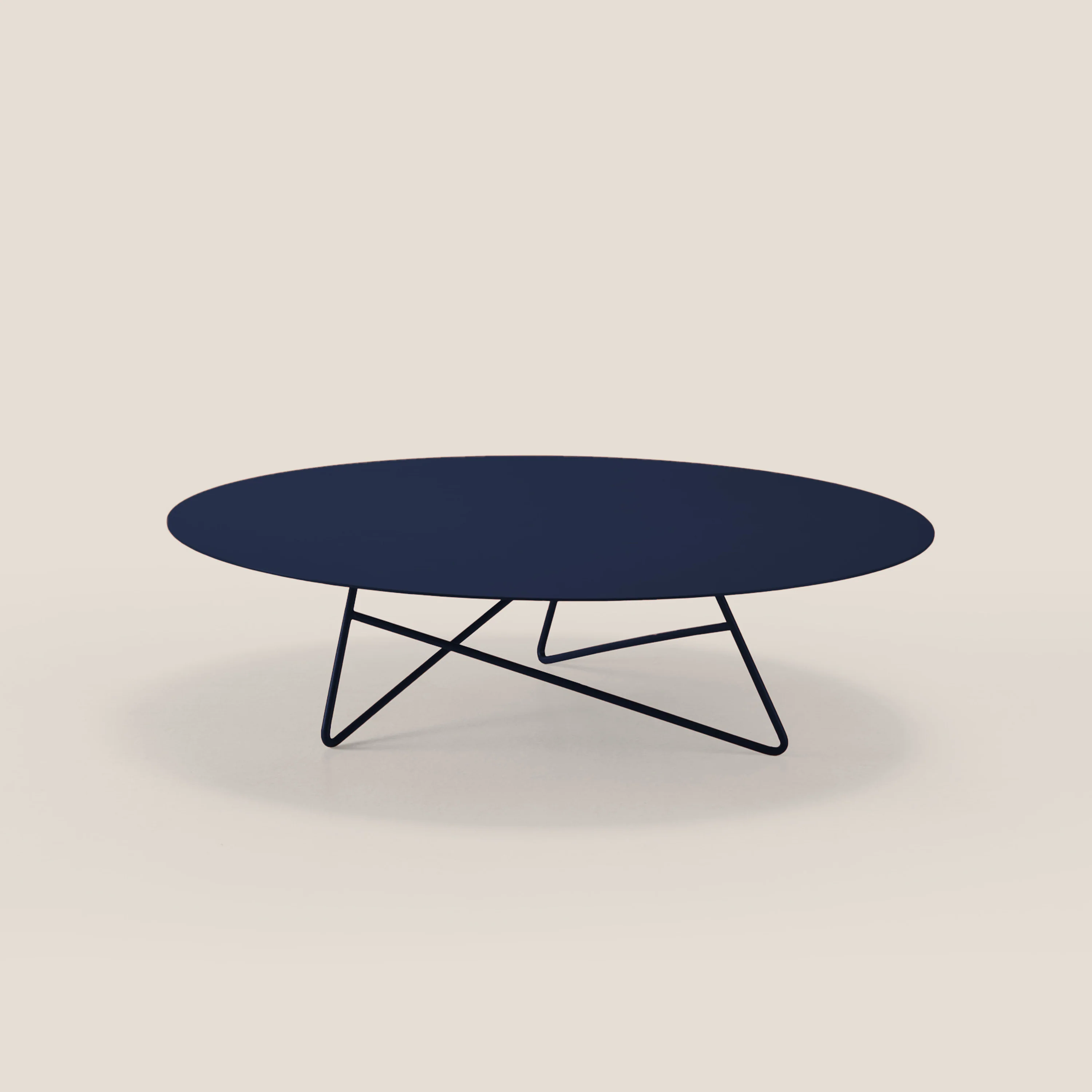 Ermione Table basse ronde pour salon en métal h25 bleu marine