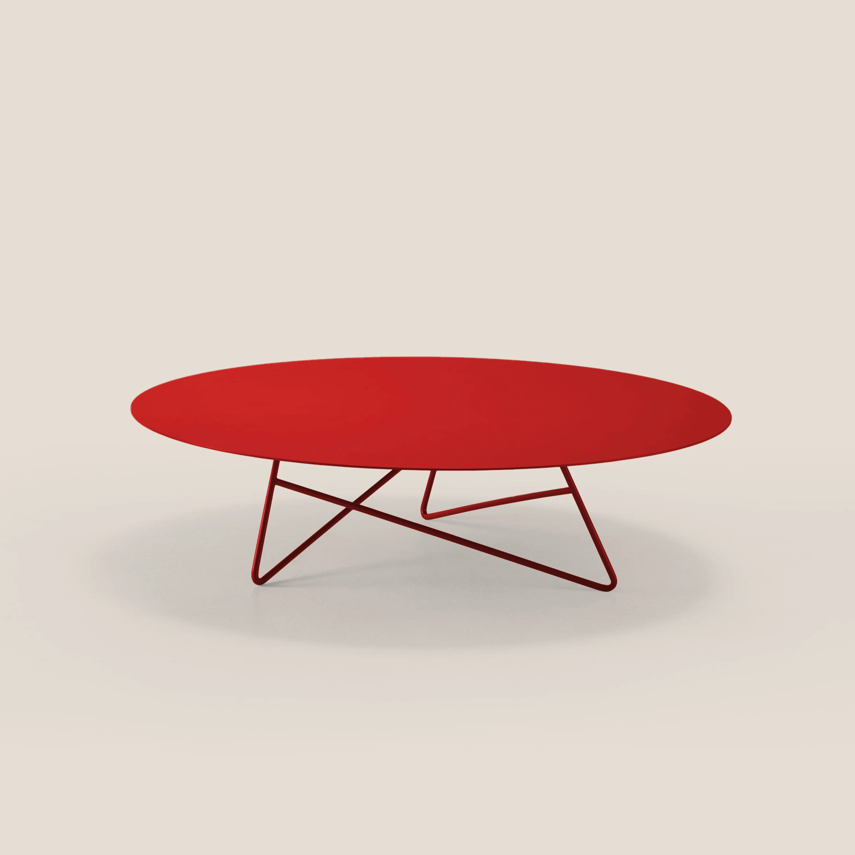 Ermione Table basse ronde pour salon en métal h25 coquelicot