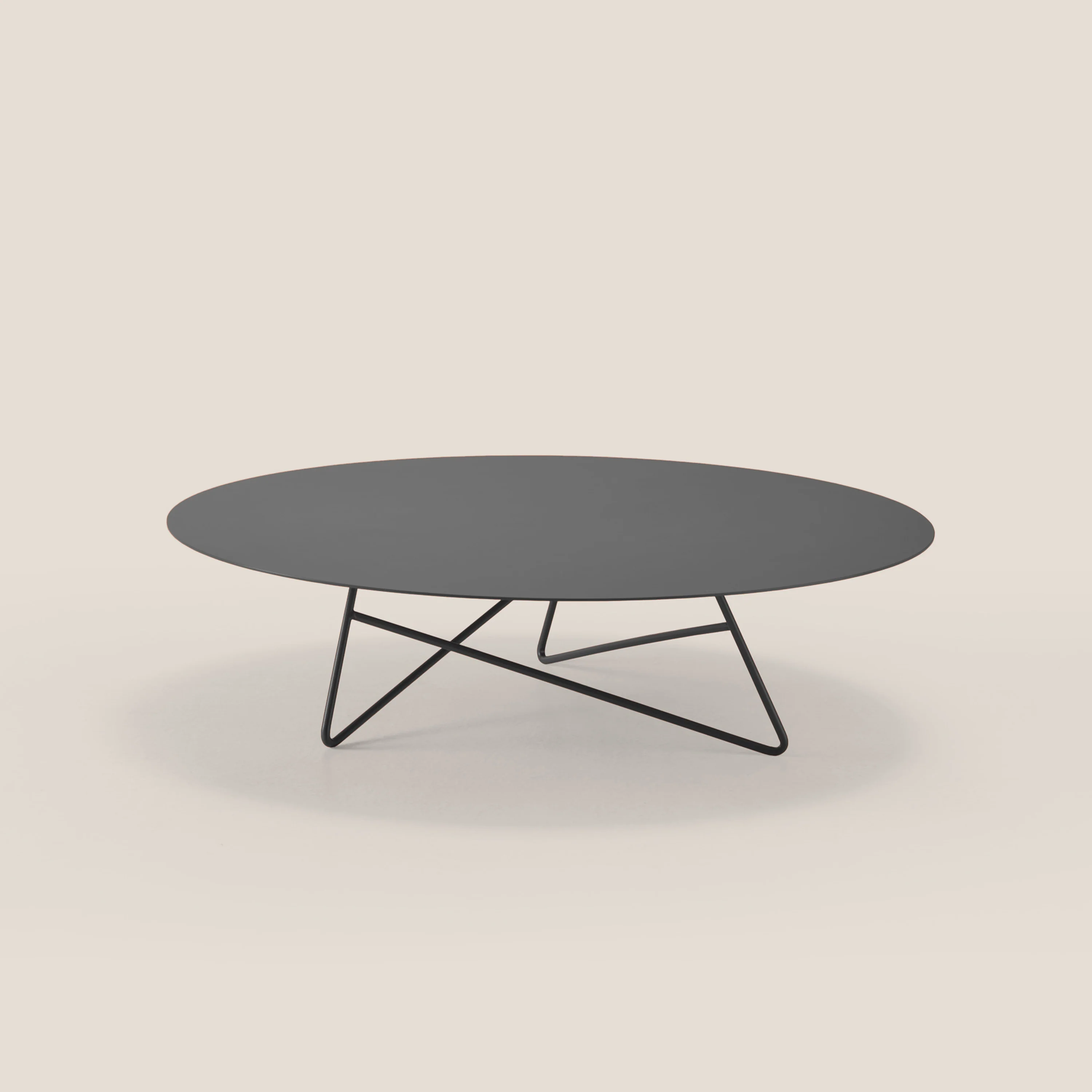 Ermione Table basse ronde pour salon en métal h25 graphite