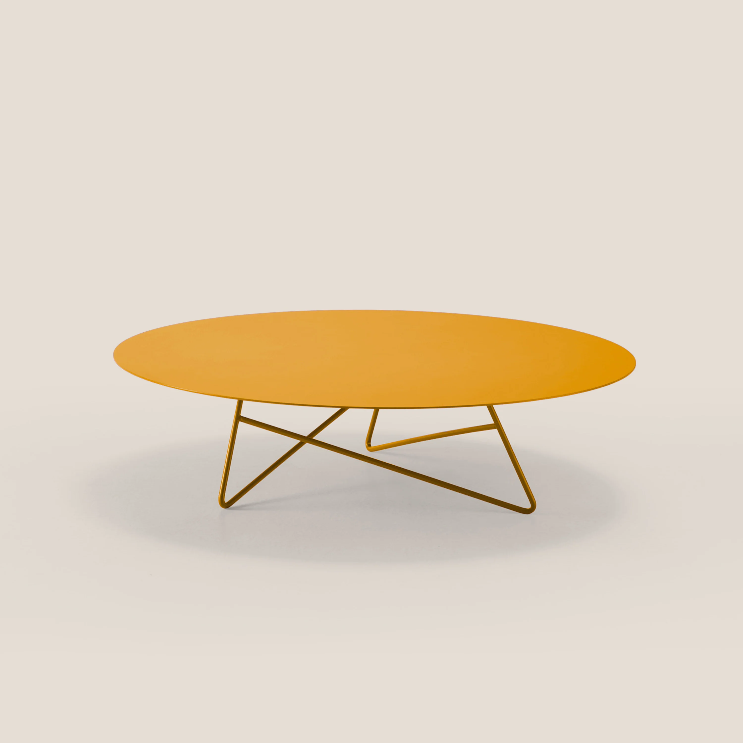 Ermione Table basse ronde pour salon en métal h25 jaune