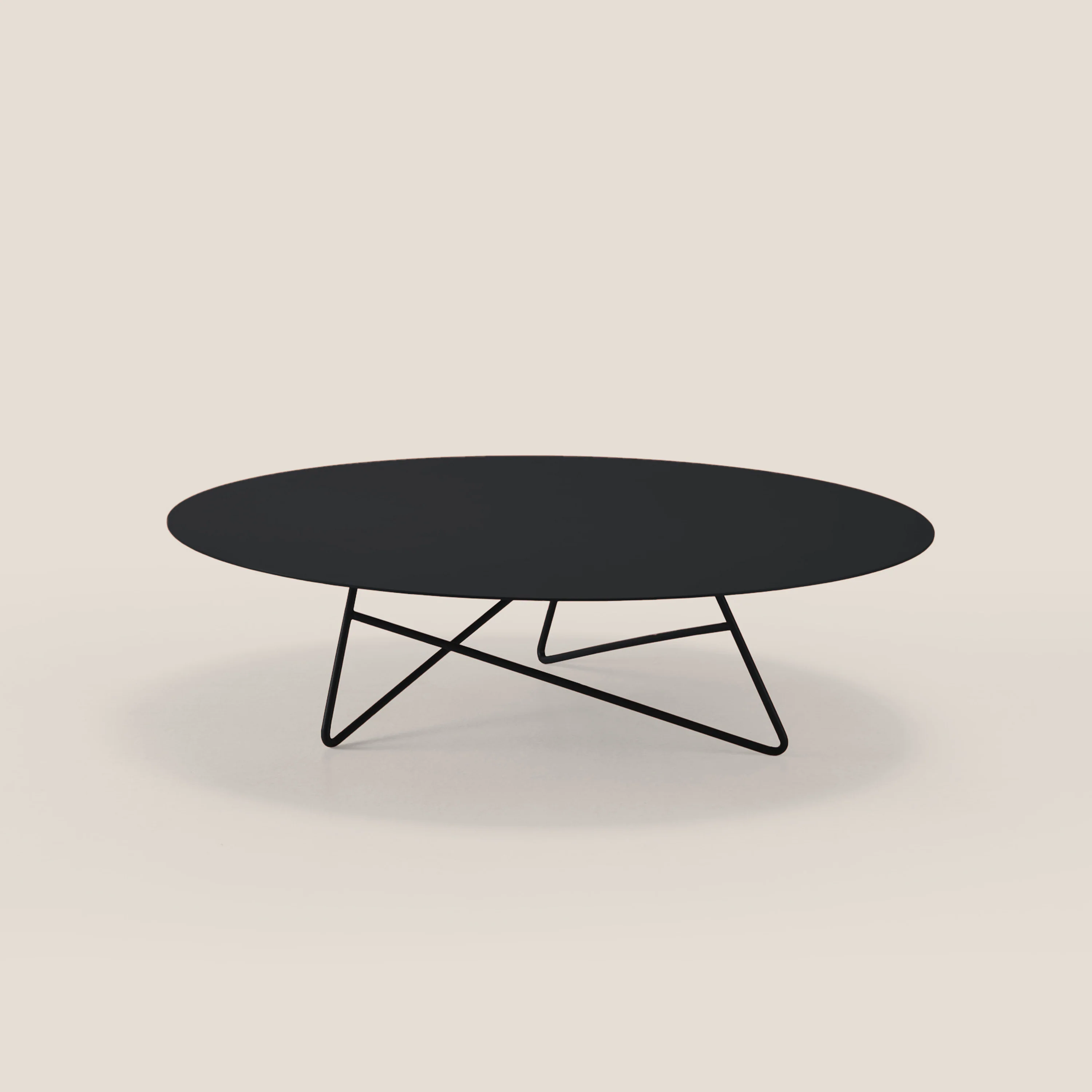 Ermione Table basse ronde pour salon en métal h25 noir