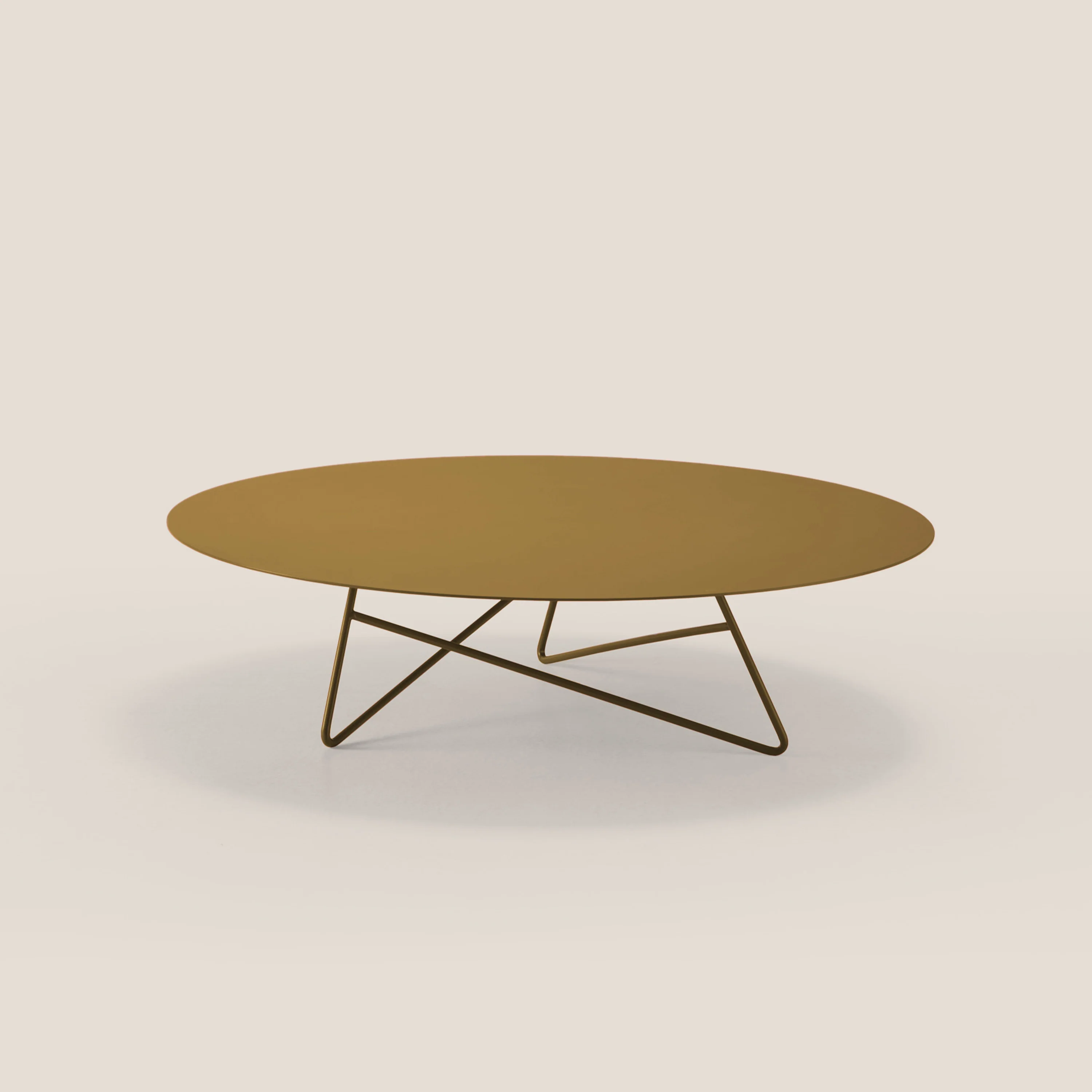 Ermione Table basse ronde pour salon en métal h25 or