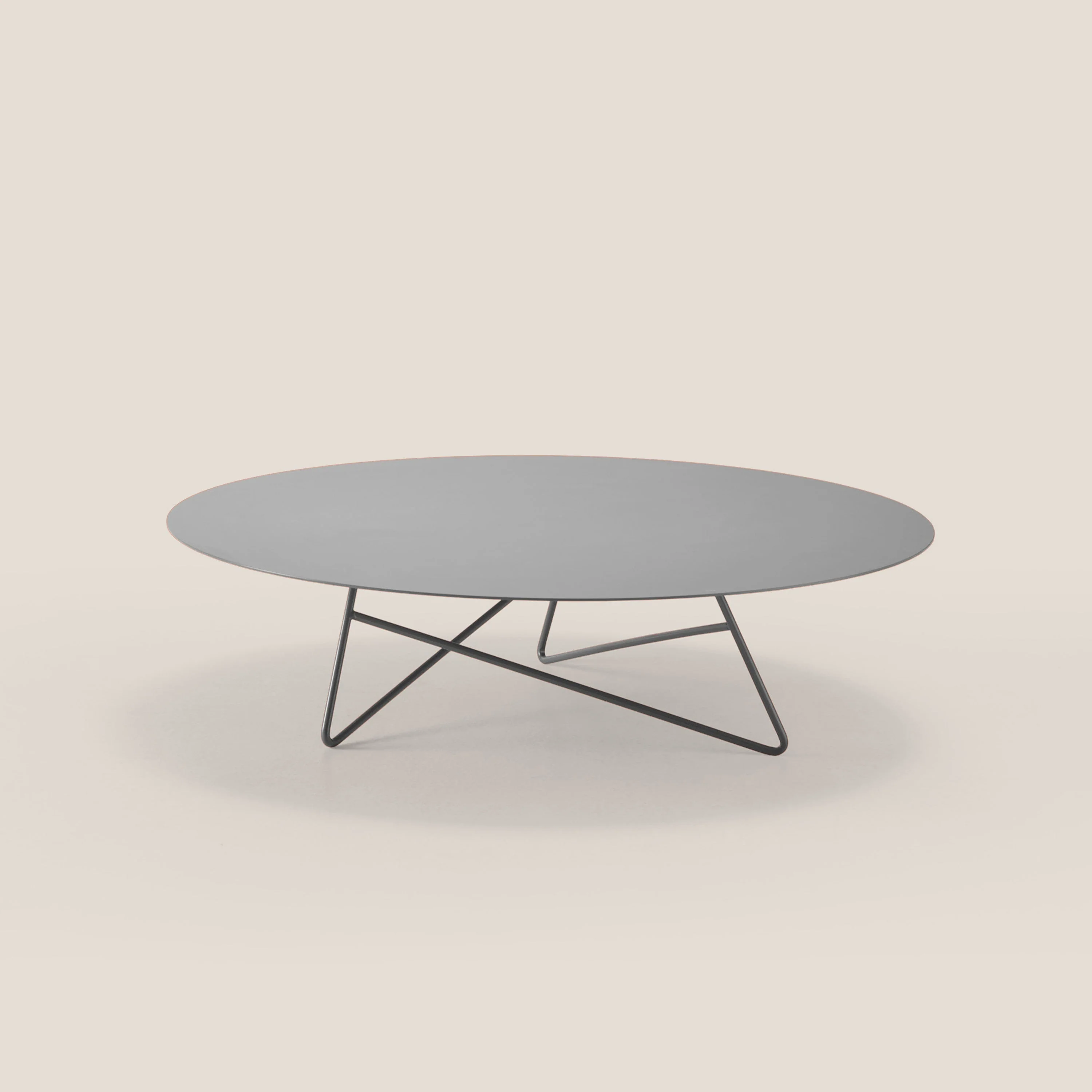 Ermione Table basse ronde pour salon en métal h25 pluie