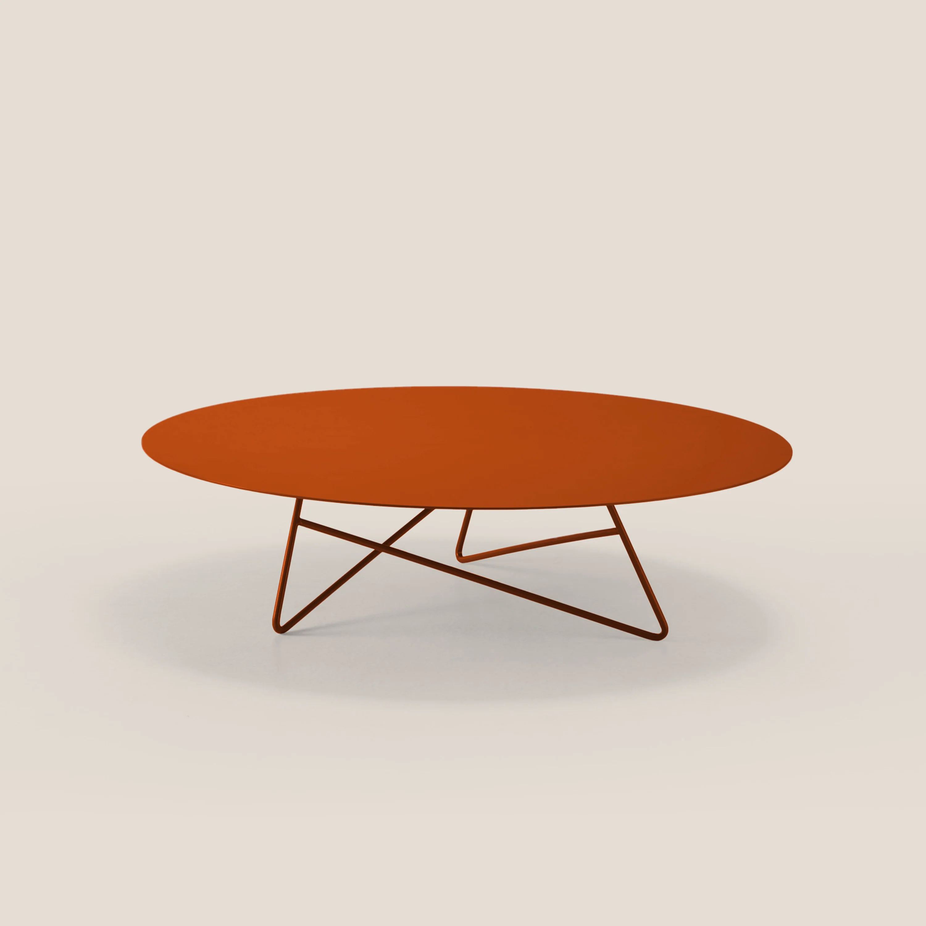 Ermione Table basse ronde pour salon en métal h25 terre cuite