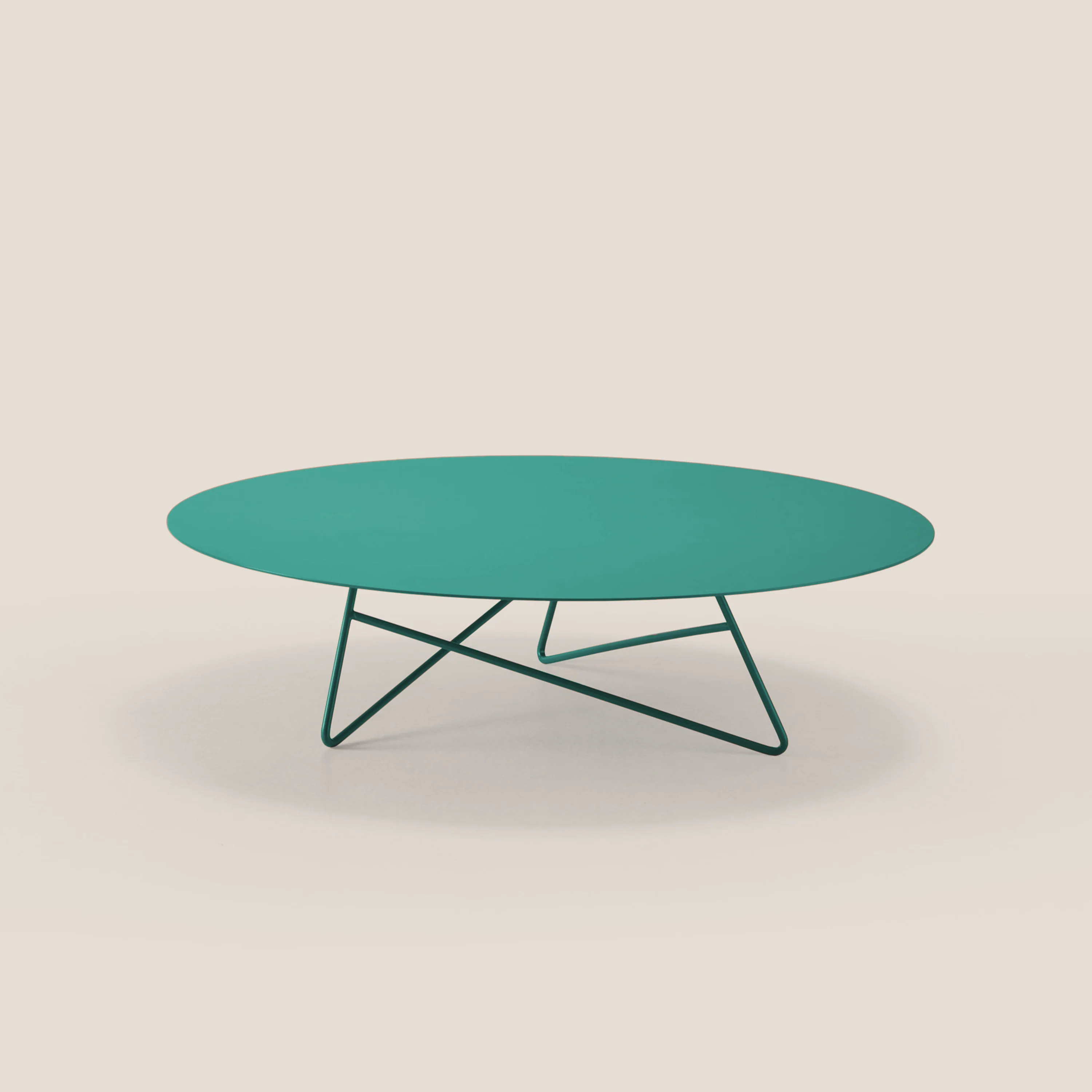 Ermione Table basse ronde pour salon en métal h25 vert sauge