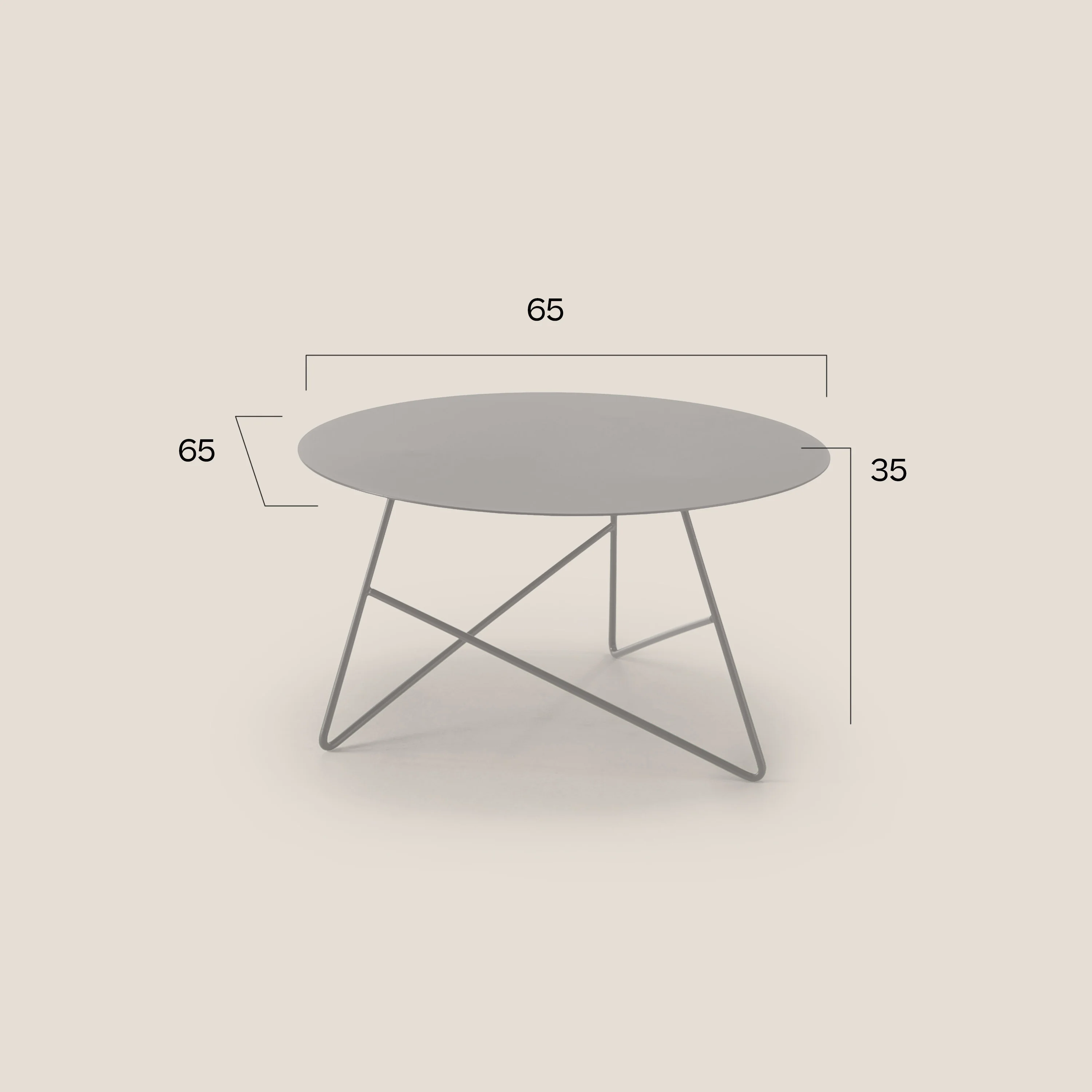 Ermione Table basse ronde en métal h35 bleu canard - Image 3