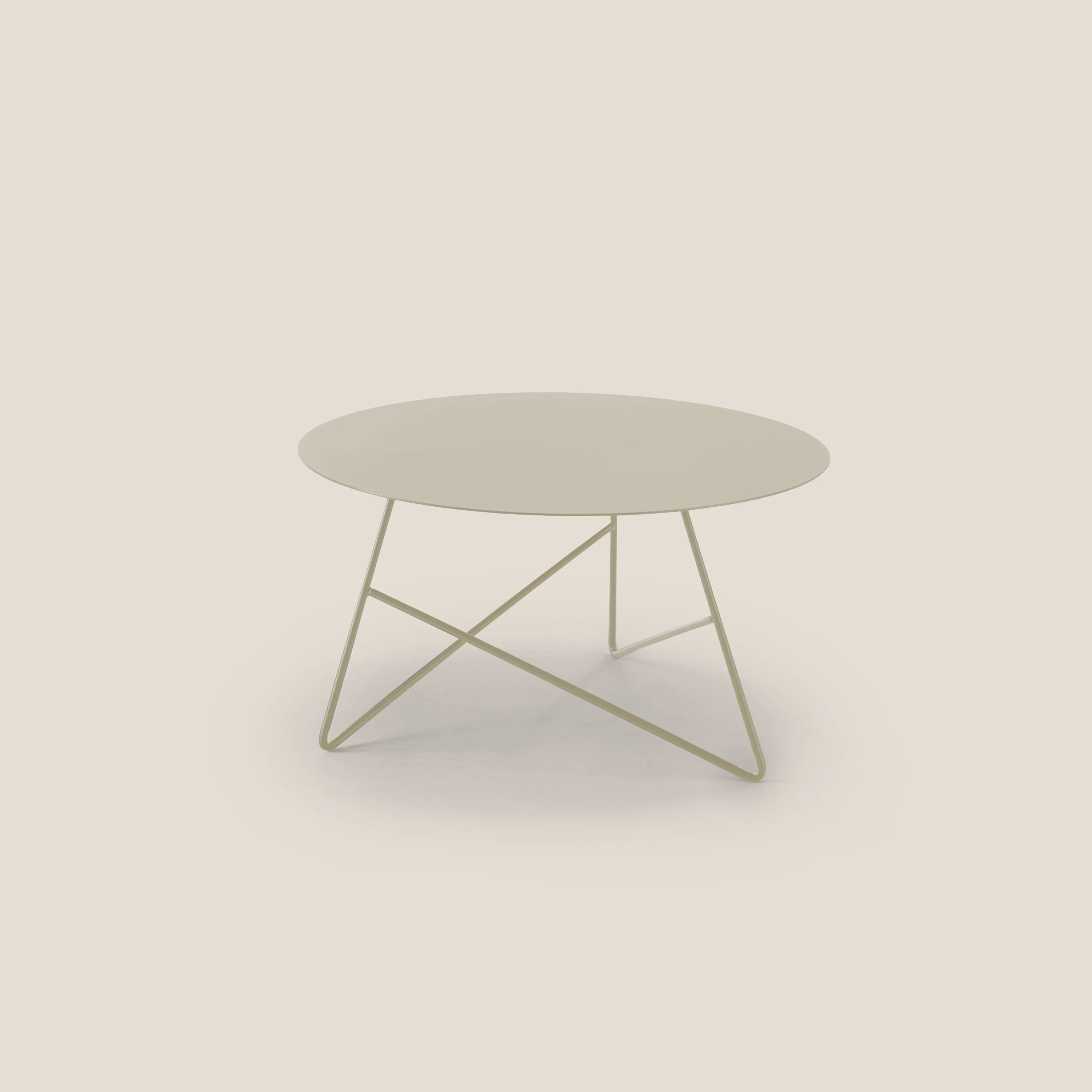 Ermione Table basse ronde en métal h35 chanvre