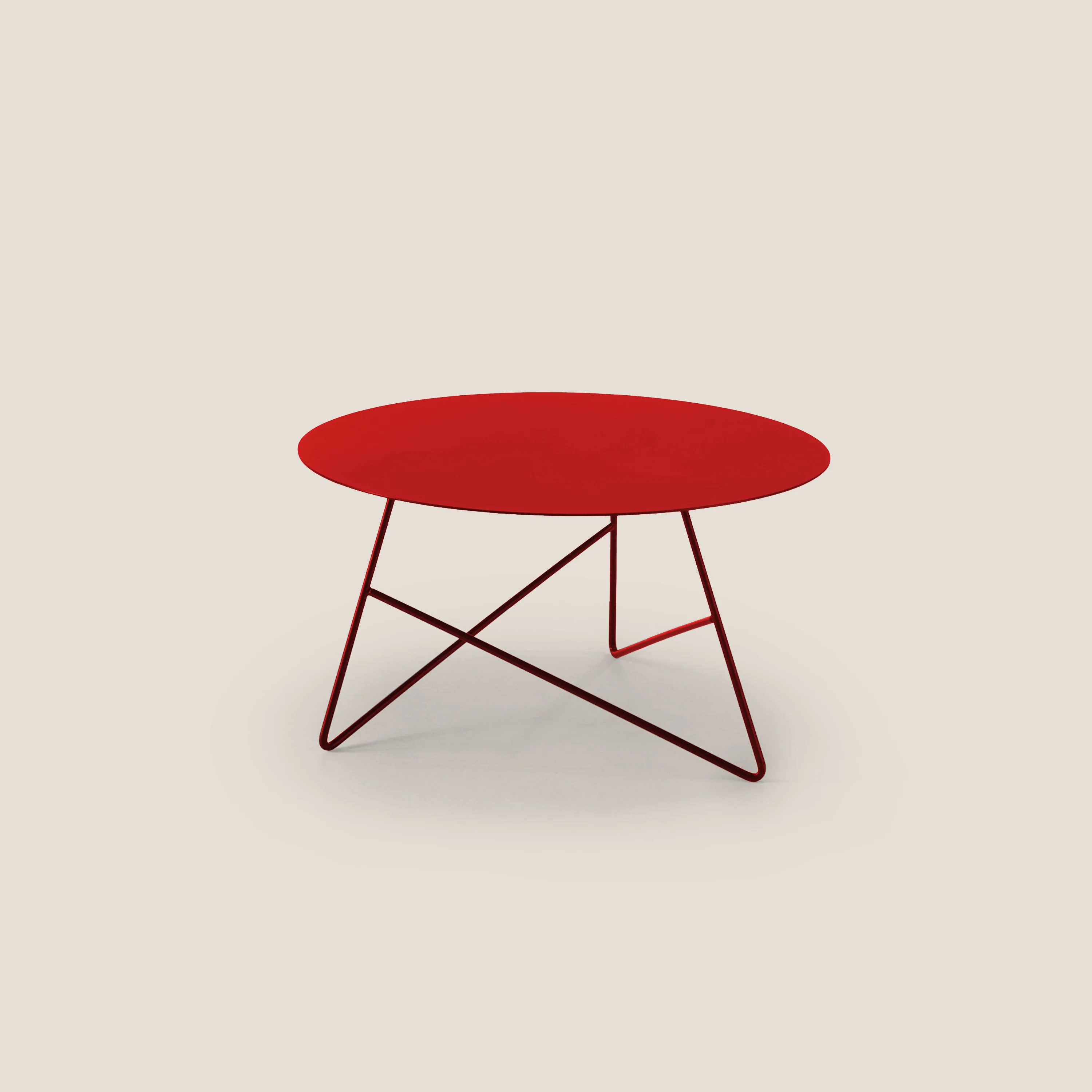 Ermione Table basse ronde en métal h35 coquelicot