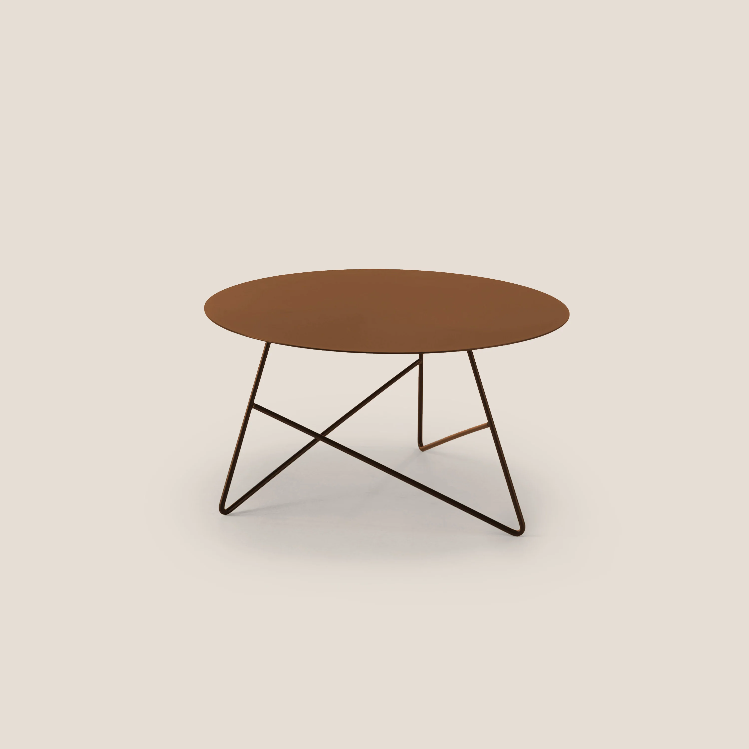 Ermione Table basse ronde en métal h35 cuivre