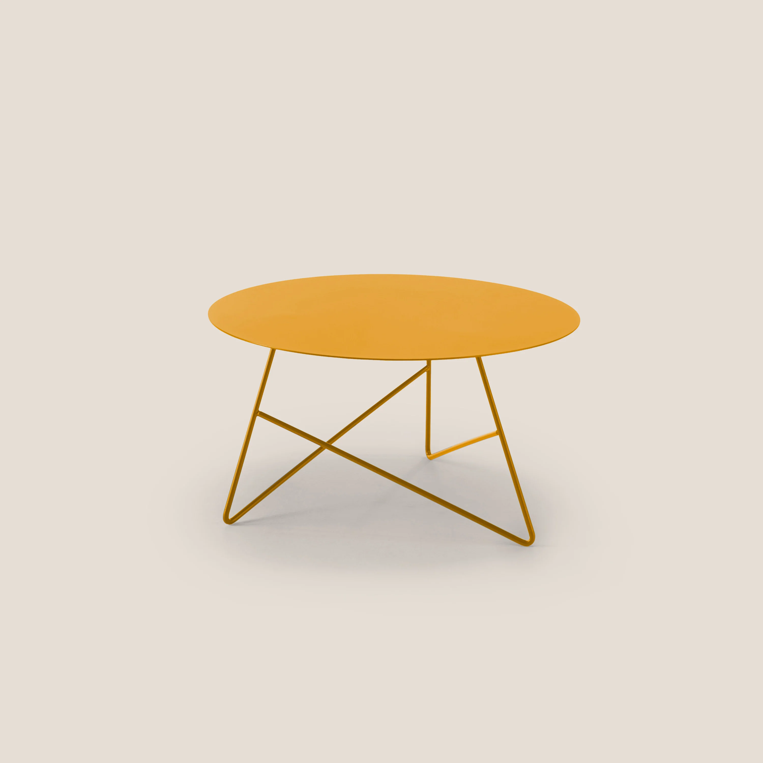 Ermione Table basse ronde en métal h35 jaune