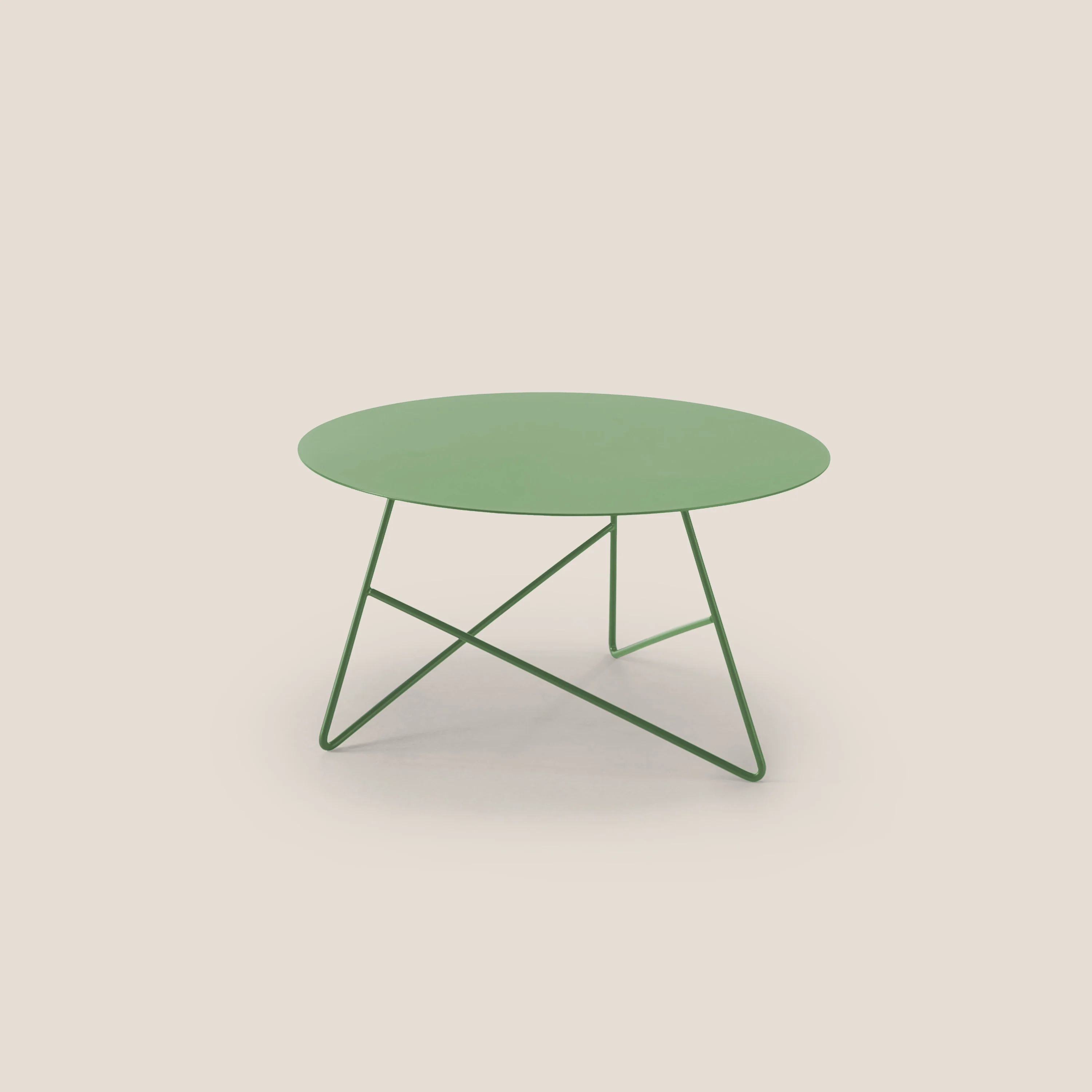 Ermione Table basse ronde en métal h35 olive