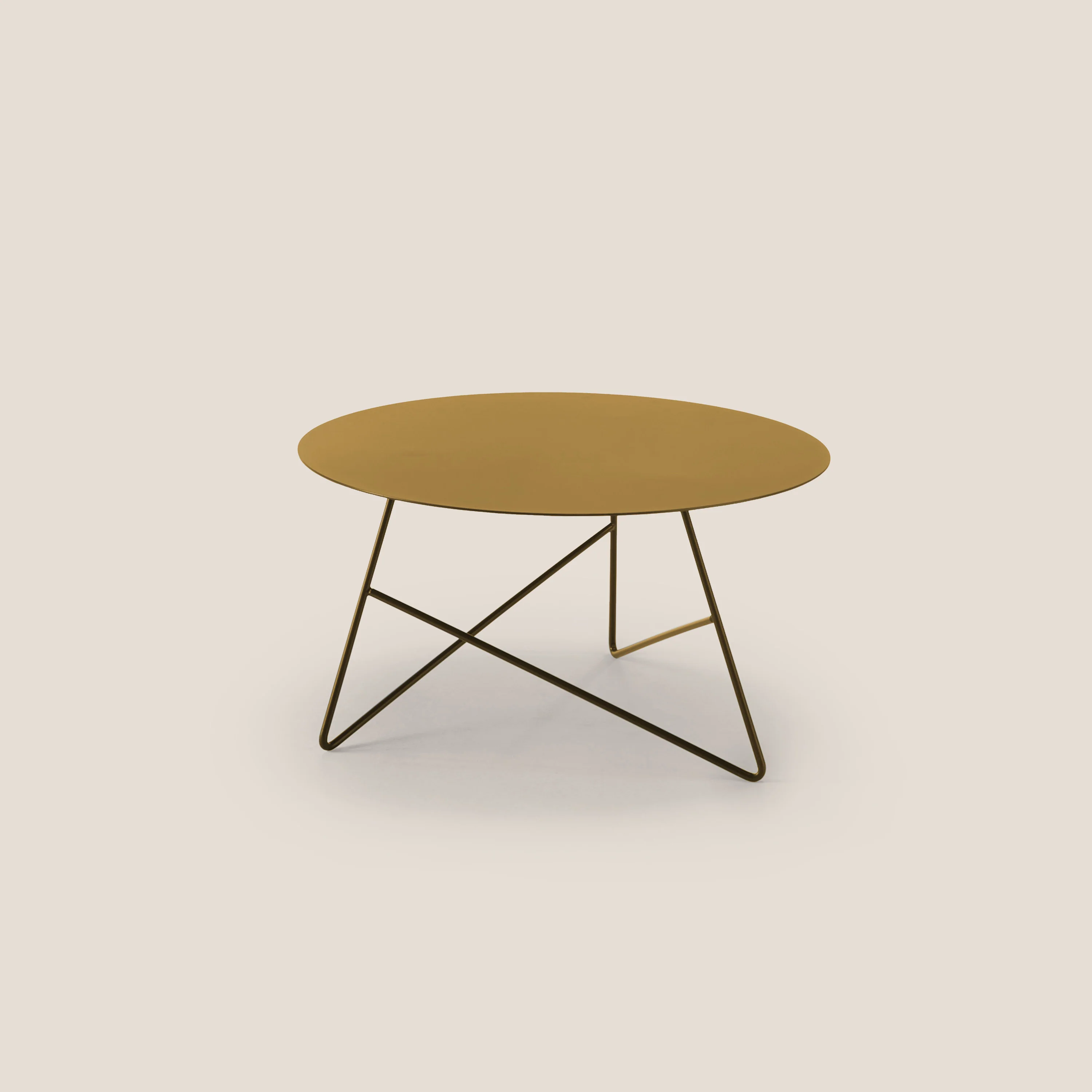 Ermione Table basse ronde en métal h35 or