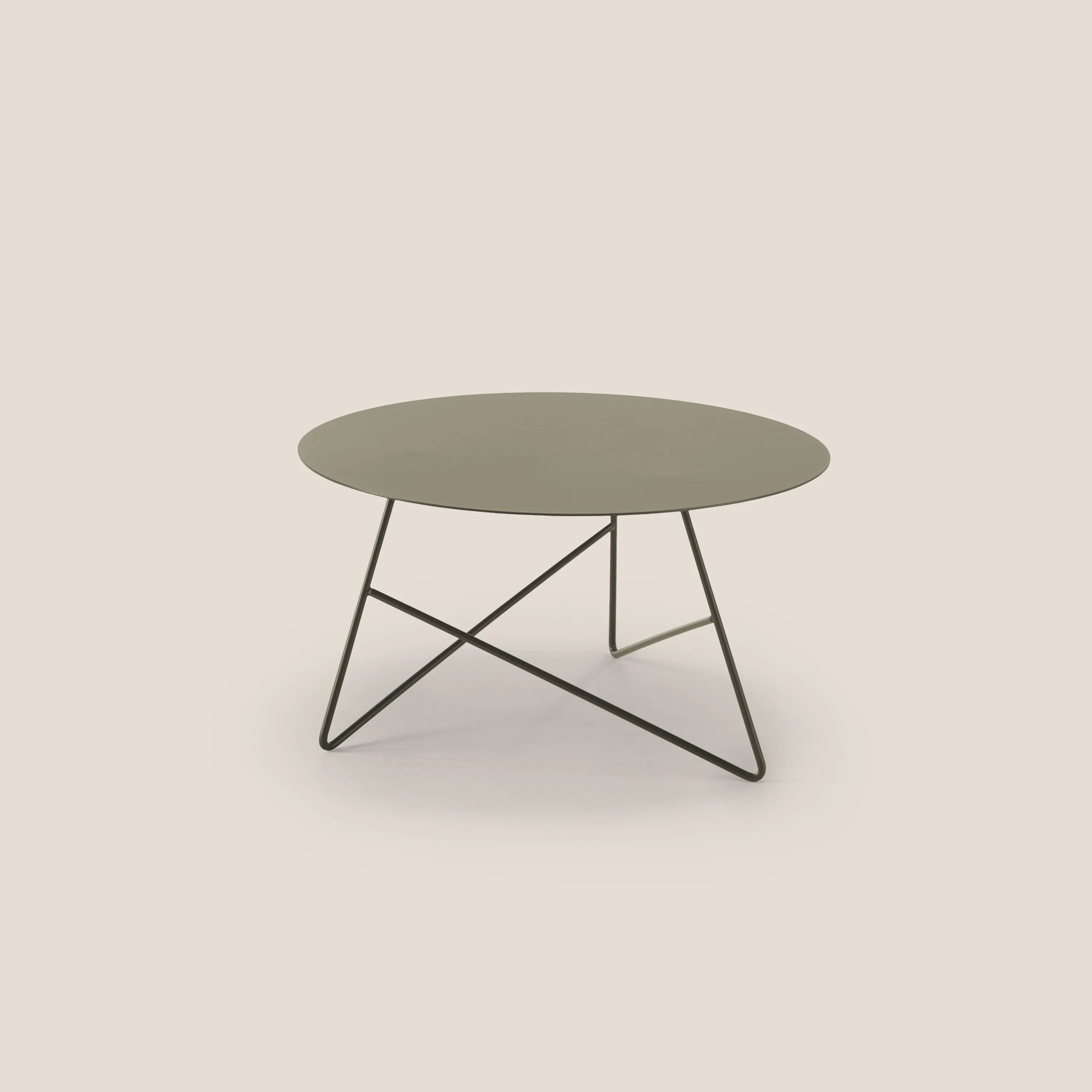 Ermione Table basse ronde en métal h35 terre battue