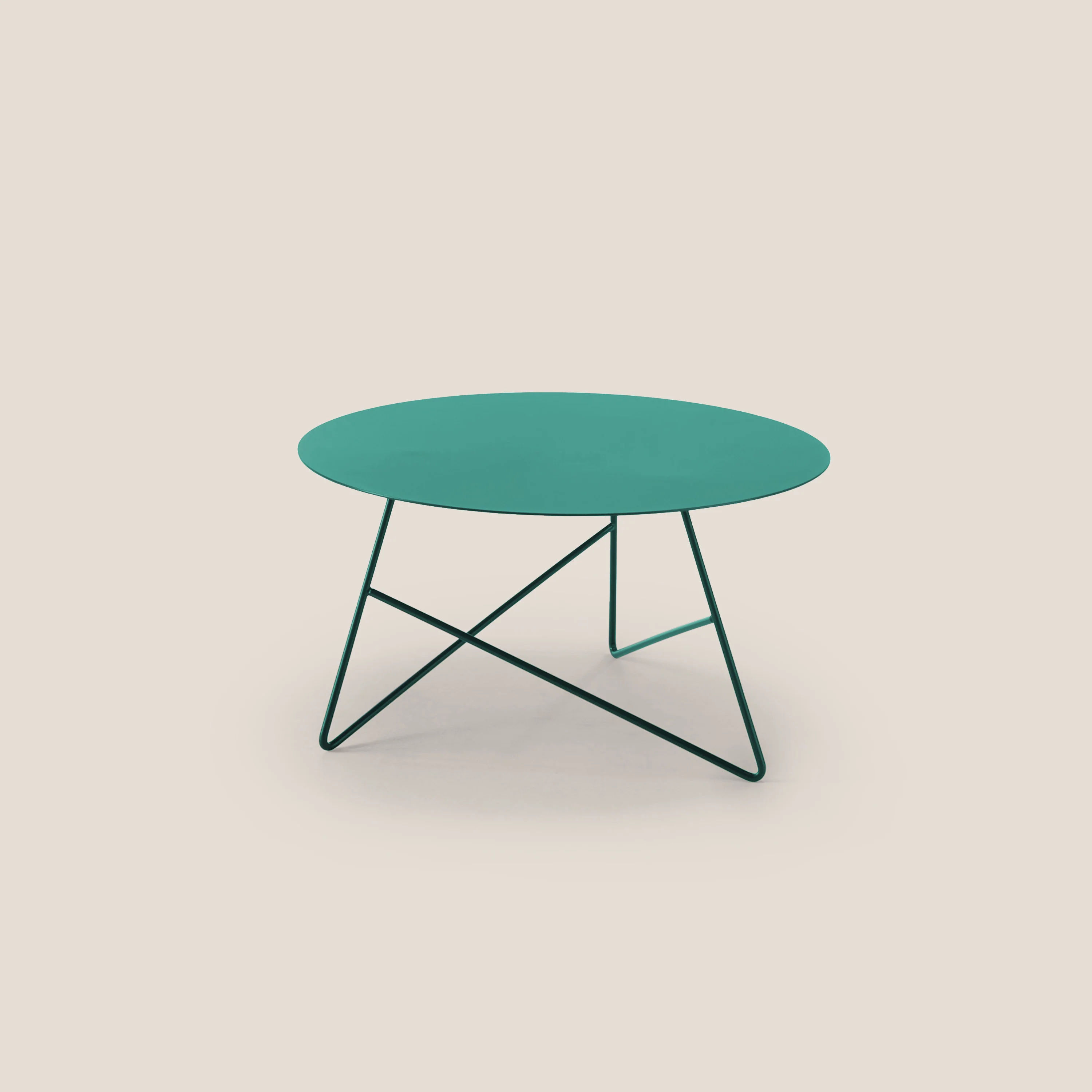 Ermione Table basse ronde en métal h35 vert sauge