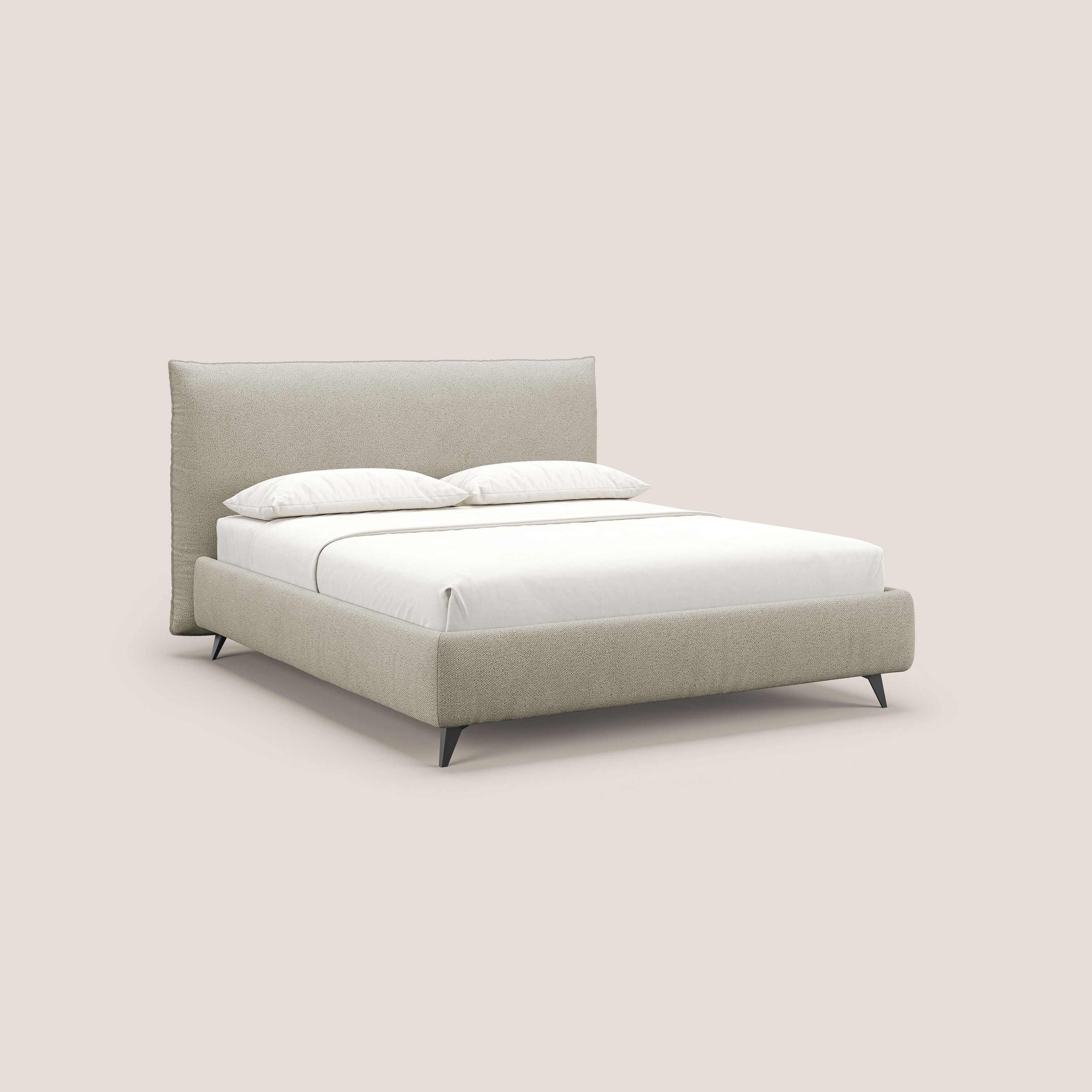 EROS lit rembourré en duvet d'oie avec coffre de rangement en bouclette précieuse détachable T16 beige