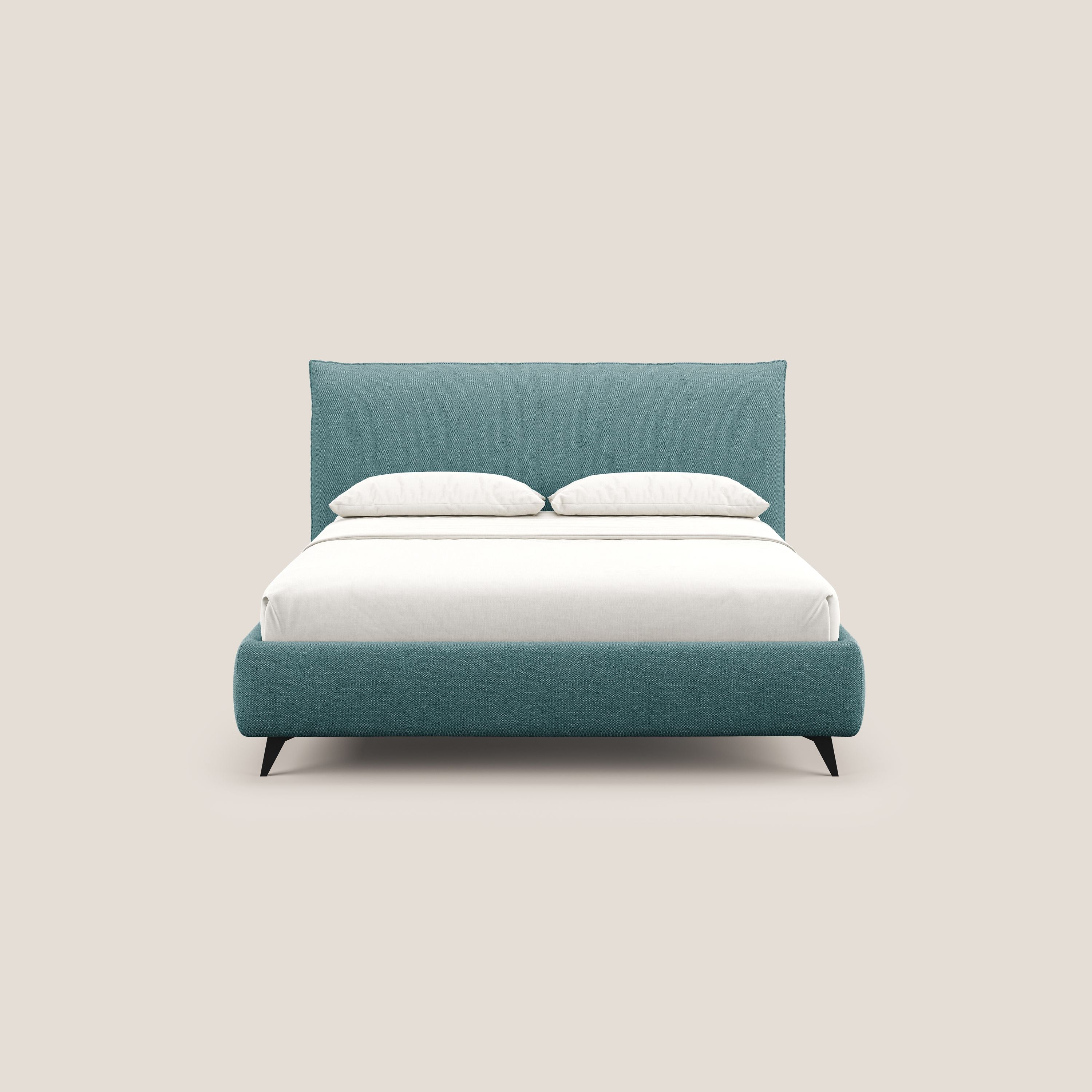 EROS lit rembourré en duvet d'oie avec coffre de rangement en bouclette précieuse détachable T16 bleu ciel - Image 3