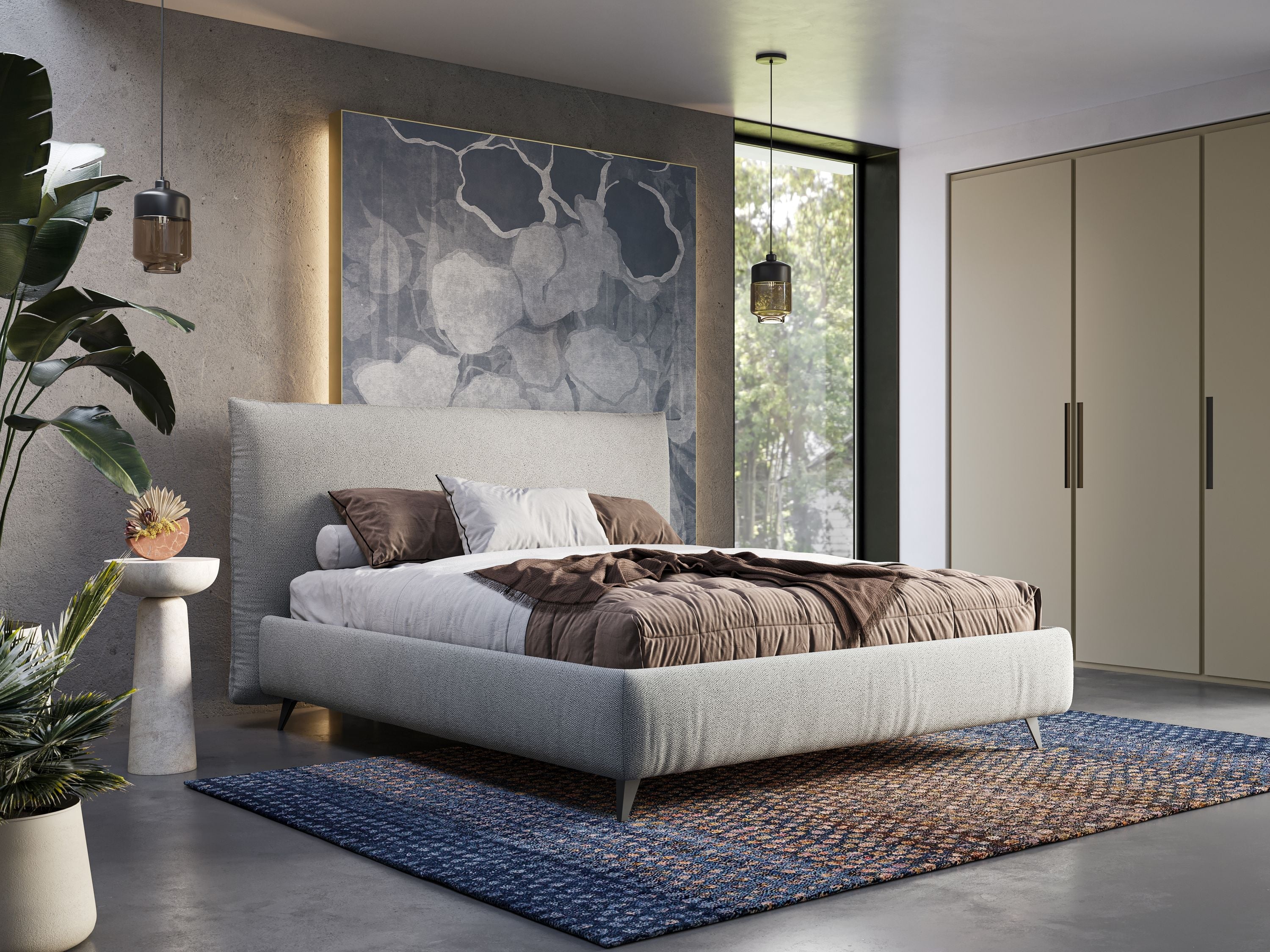 EROS lit rembourré en duvet d'oie avec coffre de rangement en bouclette précieuse détachable T16 crÚme - Image 2