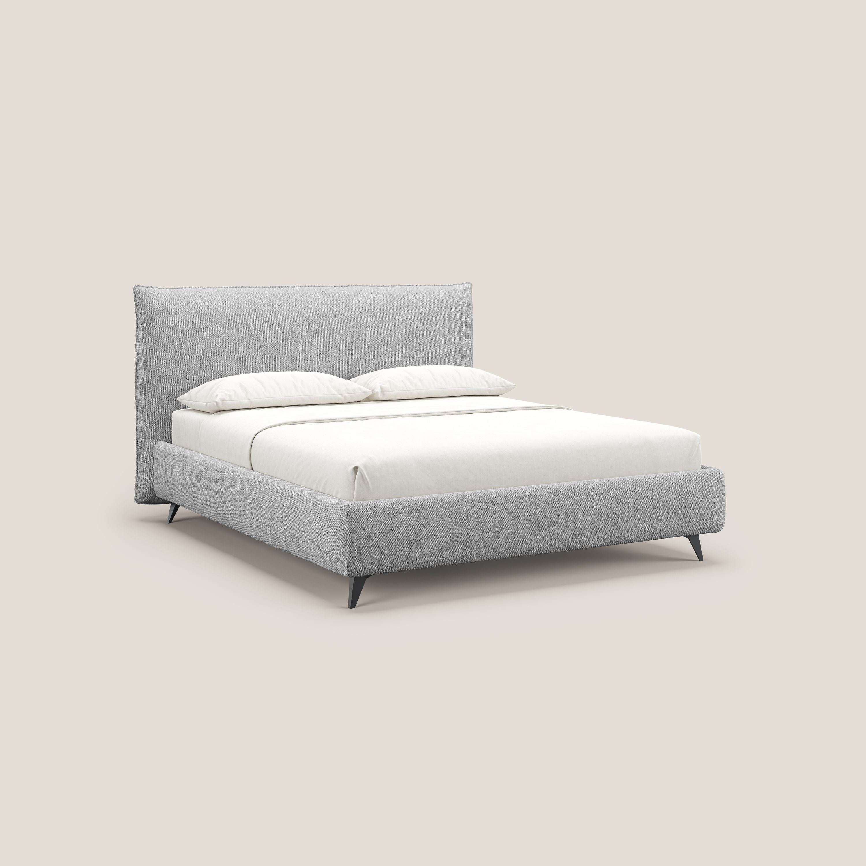 EROS lit rembourré en duvet d'oie avec coffre de rangement en bouclette précieuse détachable T16 gris