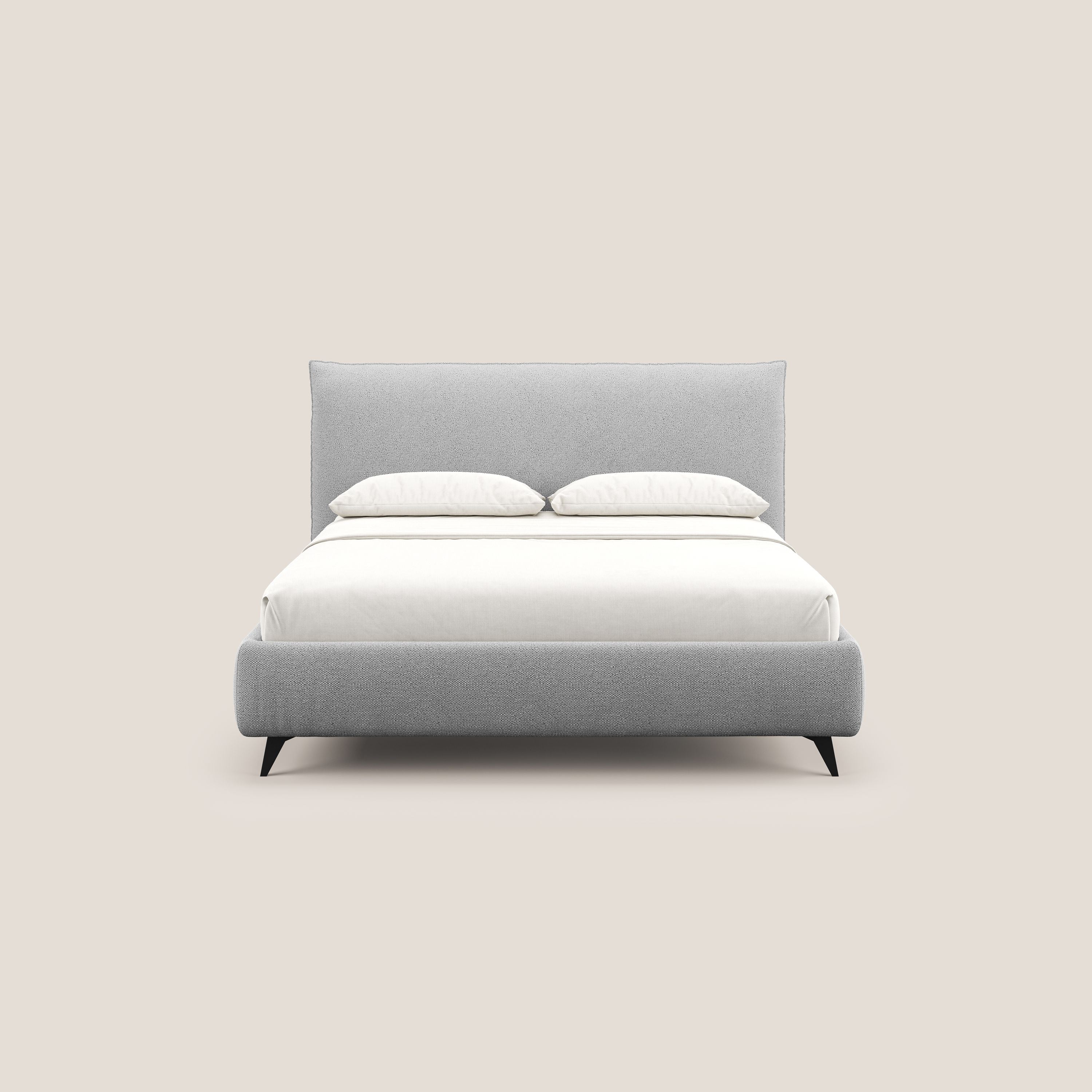 EROS lit rembourré en duvet d'oie avec coffre de rangement en bouclette précieuse détachable T16 gris - Image 3