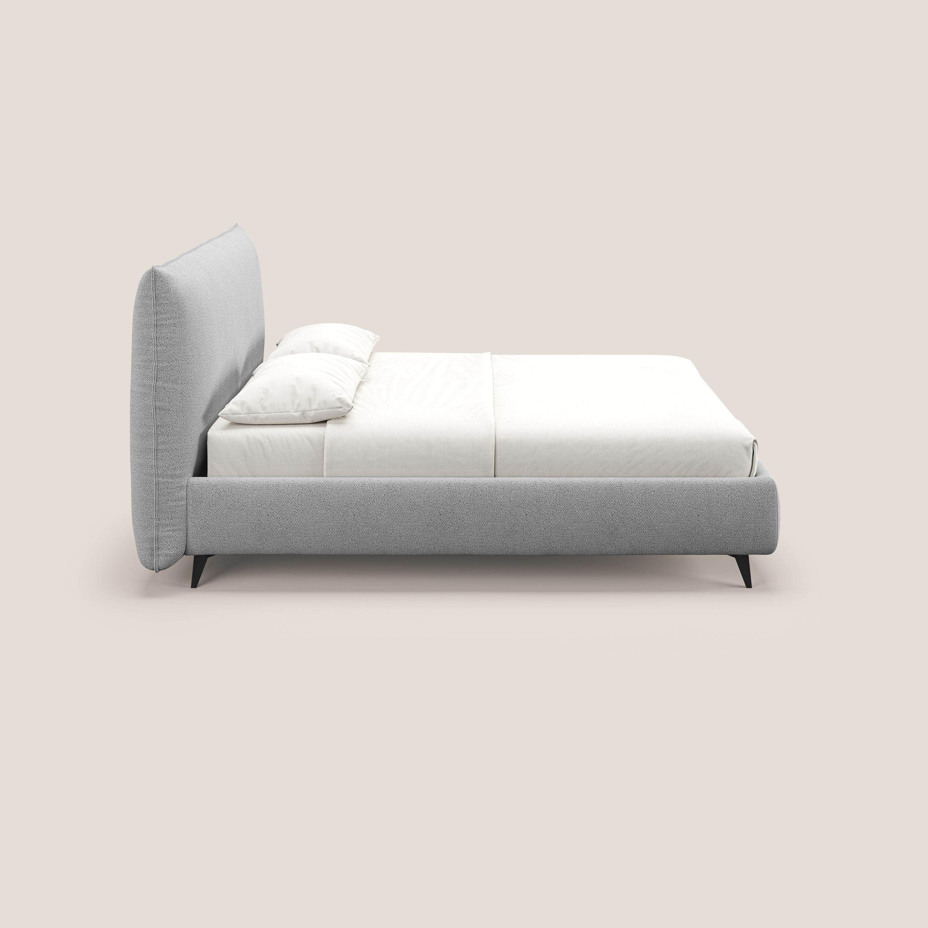 EROS lit rembourré en duvet d'oie avec coffre de rangement en bouclette précieuse détachable T16 gris - Image 4