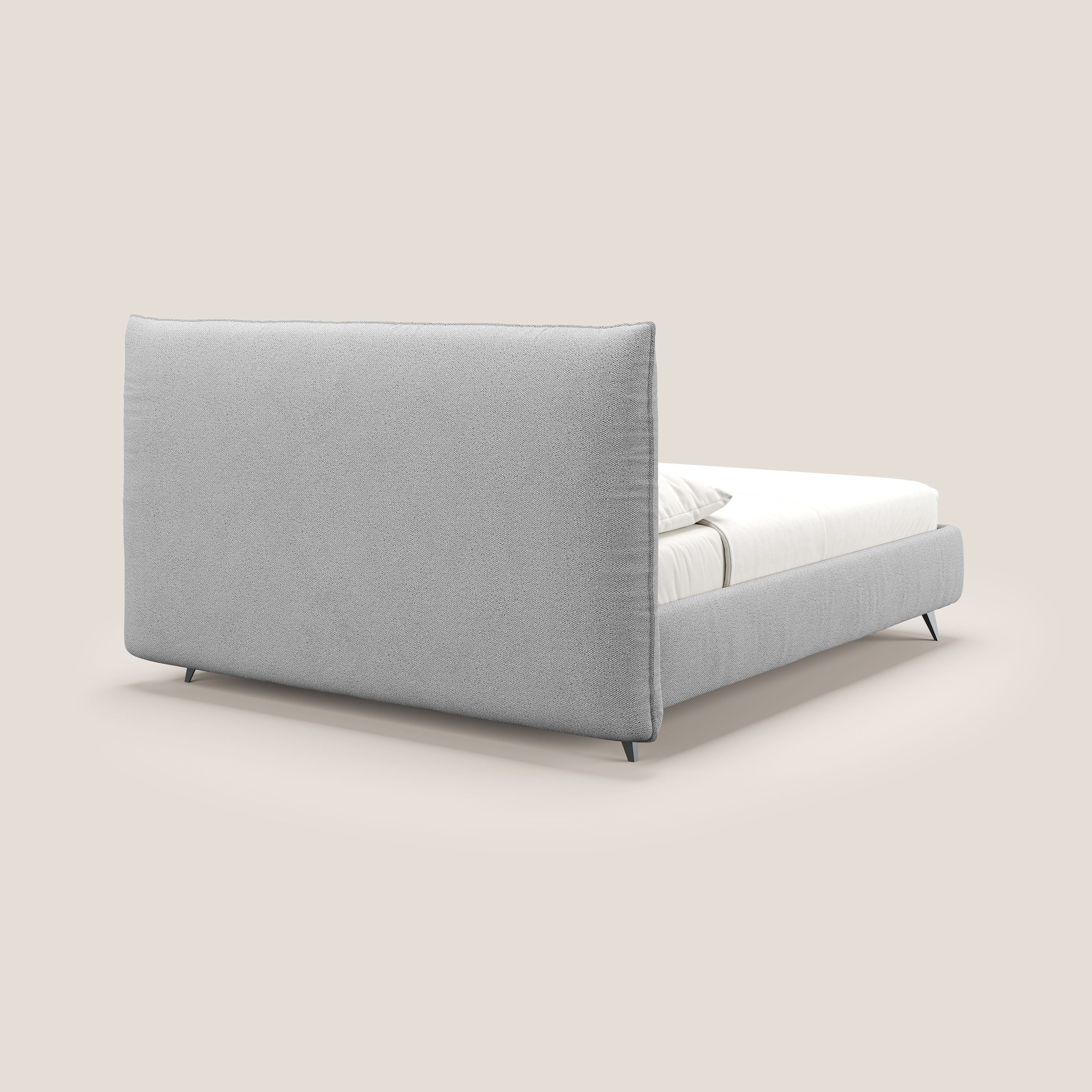 EROS lit rembourré en duvet d'oie avec coffre de rangement en bouclette précieuse détachable T16 gris - Image 5