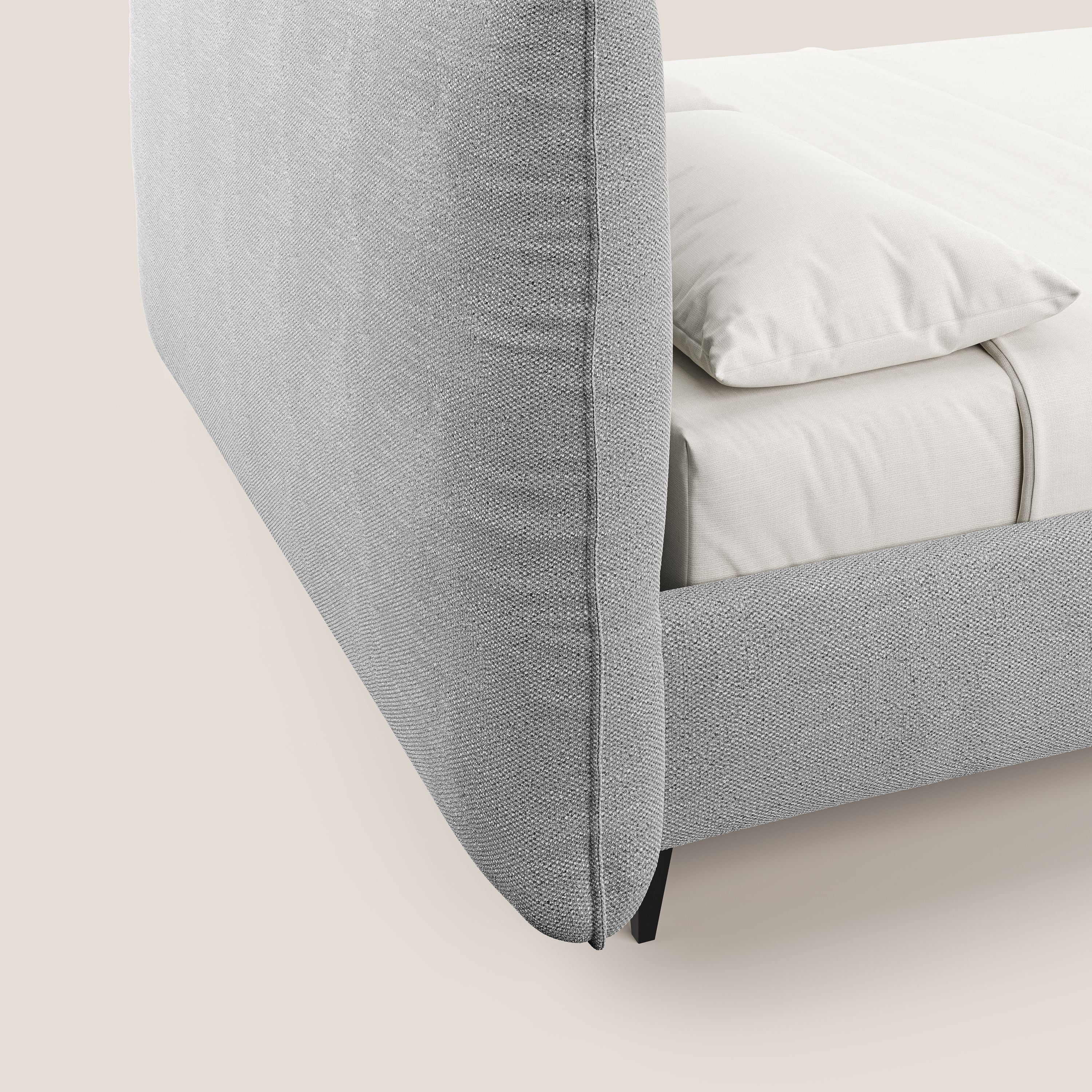 EROS lit rembourré en duvet d'oie avec coffre de rangement en bouclette précieuse détachable T16 gris - Image 7