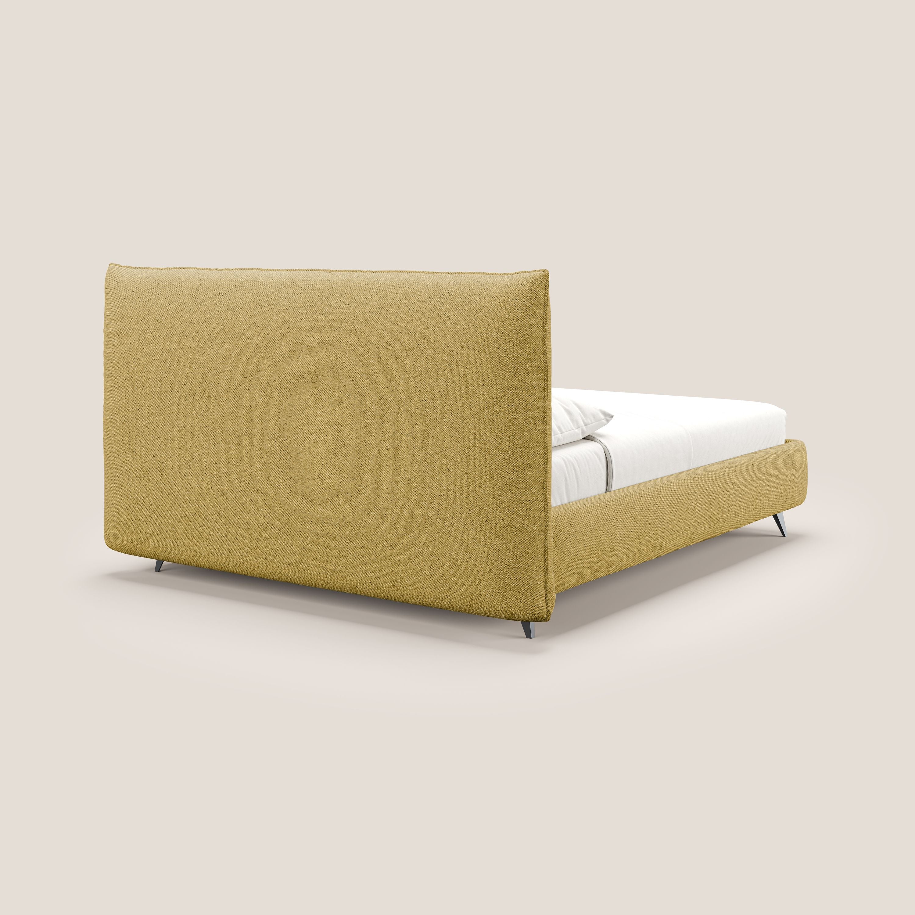 EROS lit rembourré en duvet d'oie avec coffre de rangement en bouclette précieuse détachable T16 jaune - Image 5
