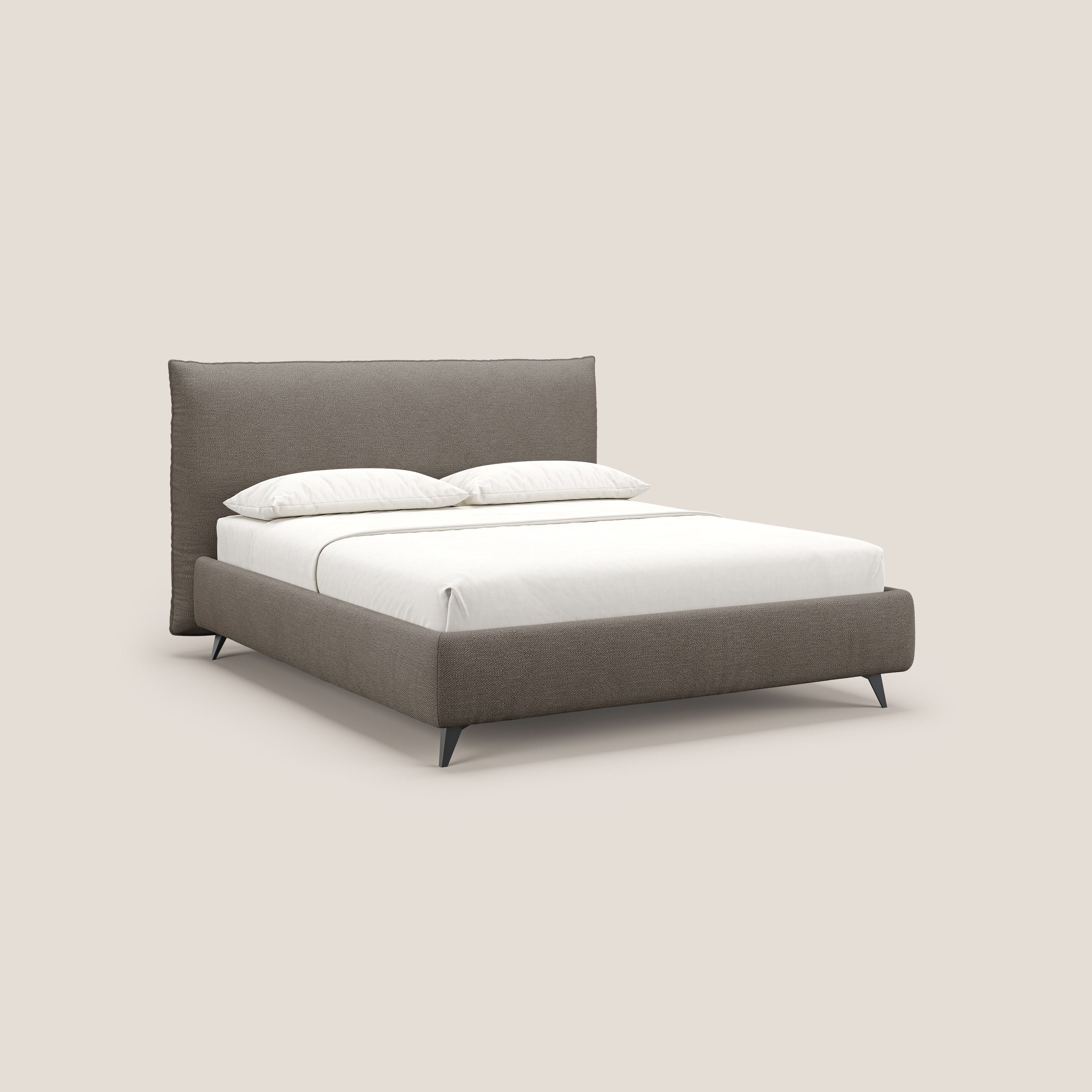 EROS lit rembourré en duvet d'oie avec coffre de rangement en bouclette précieuse détachable T16 marron