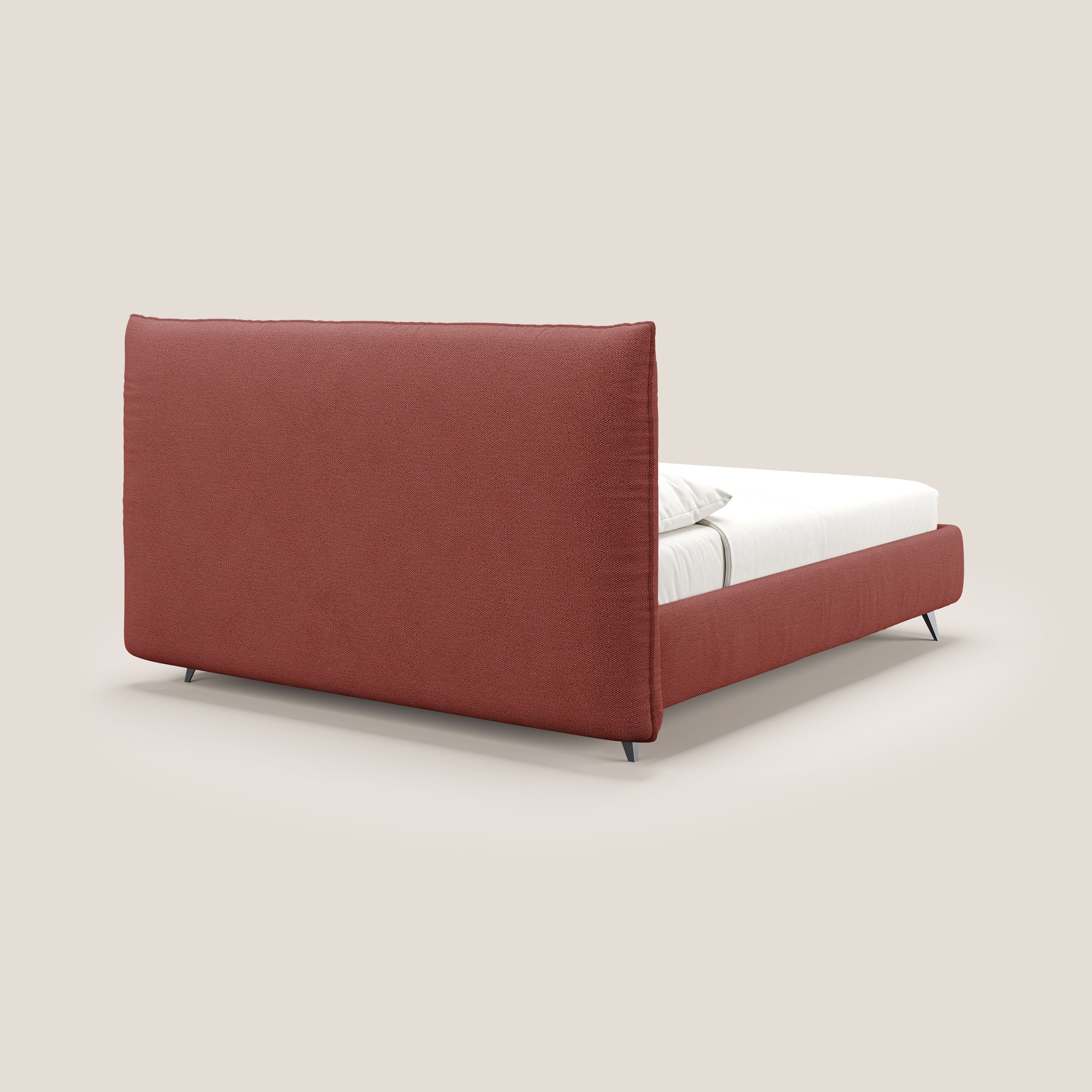 EROS lit rembourré en duvet d'oie avec coffre de rangement en bouclette précieuse détachable T16 rouge - Image 5