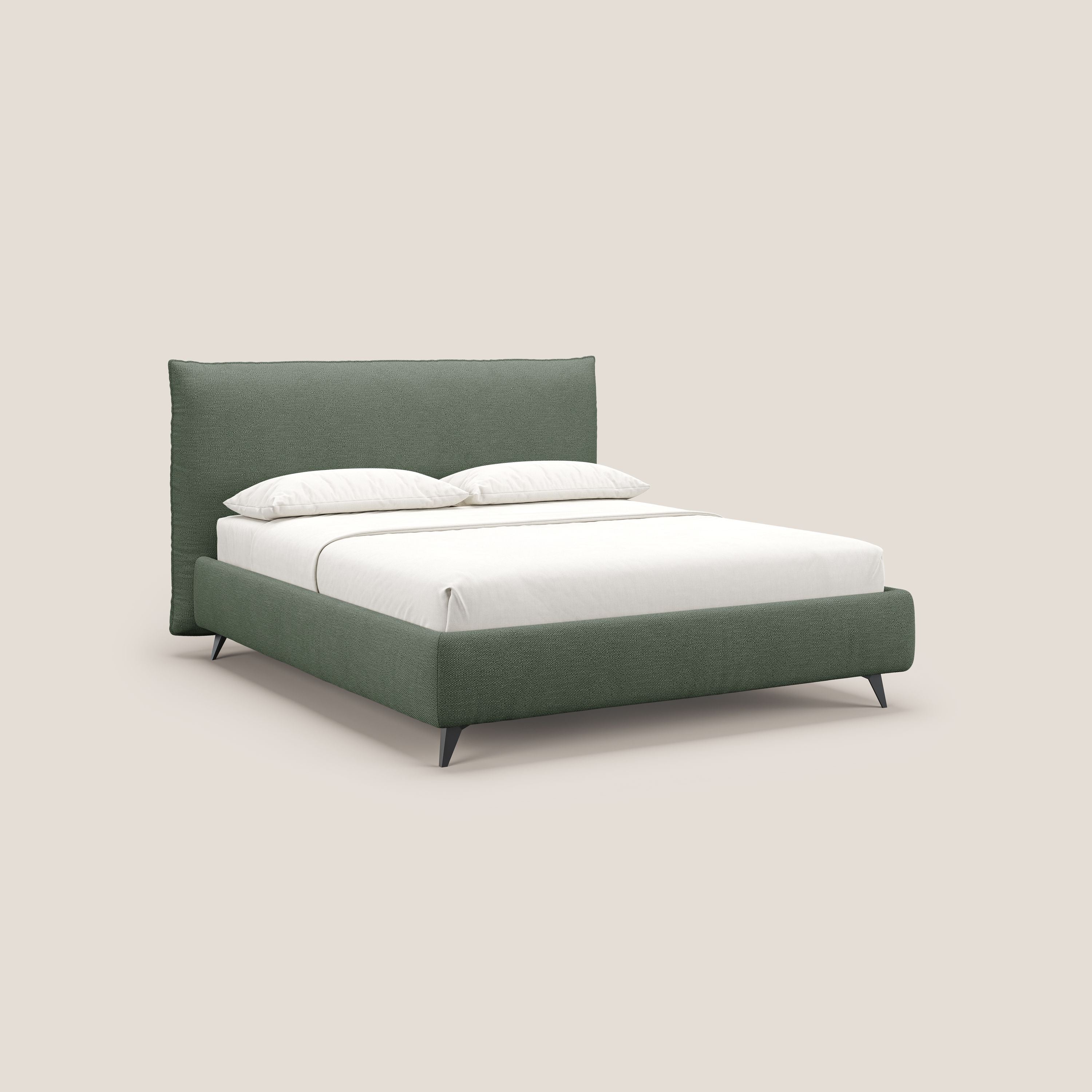 EROS lit rembourré en duvet d'oie avec coffre de rangement en bouclette précieuse détachable T16 vert