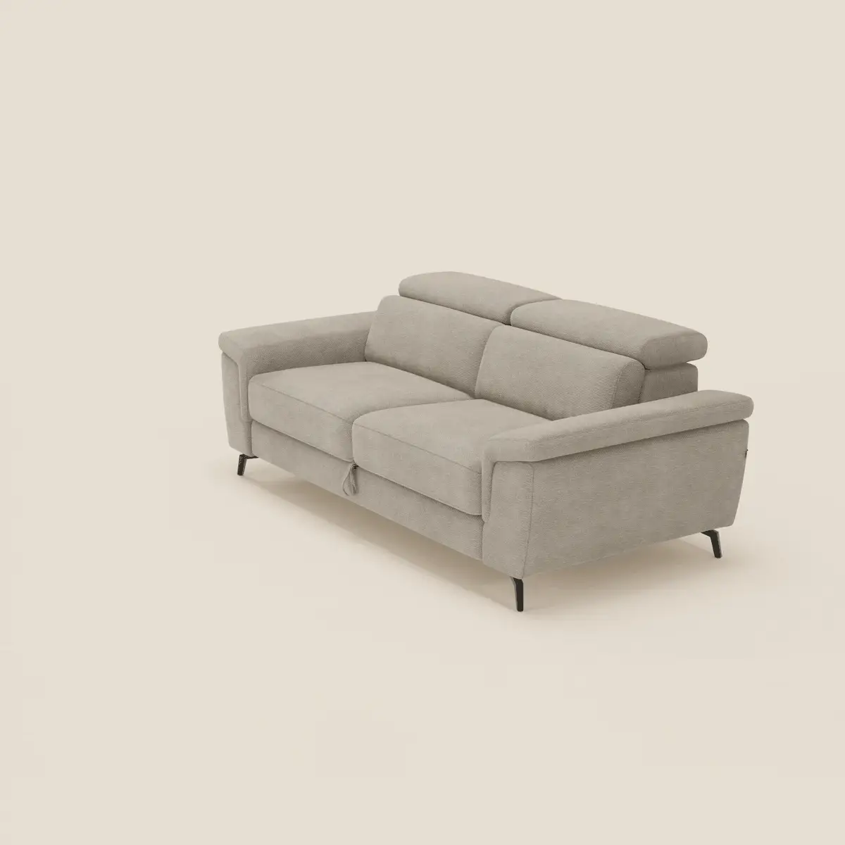 Estro Canapé 3 places avec pouf extractible - têtières inclinables en tissu imperméable T14 beige - Image 2