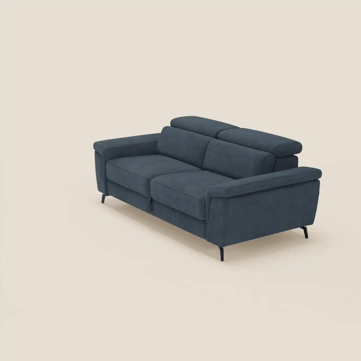 Estro Canapé 3 places avec pouf extractible - têtières inclinables en tissu imperméable T14 bleu - Image 2