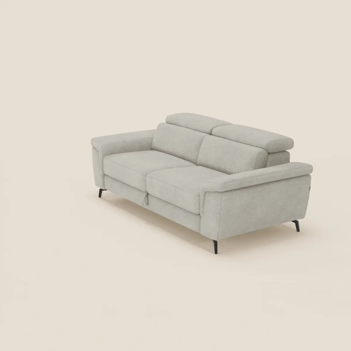 Estro Canapé 3 places avec pouf extractible - têtières inclinables en tissu imperméable T14 crème - Image 2