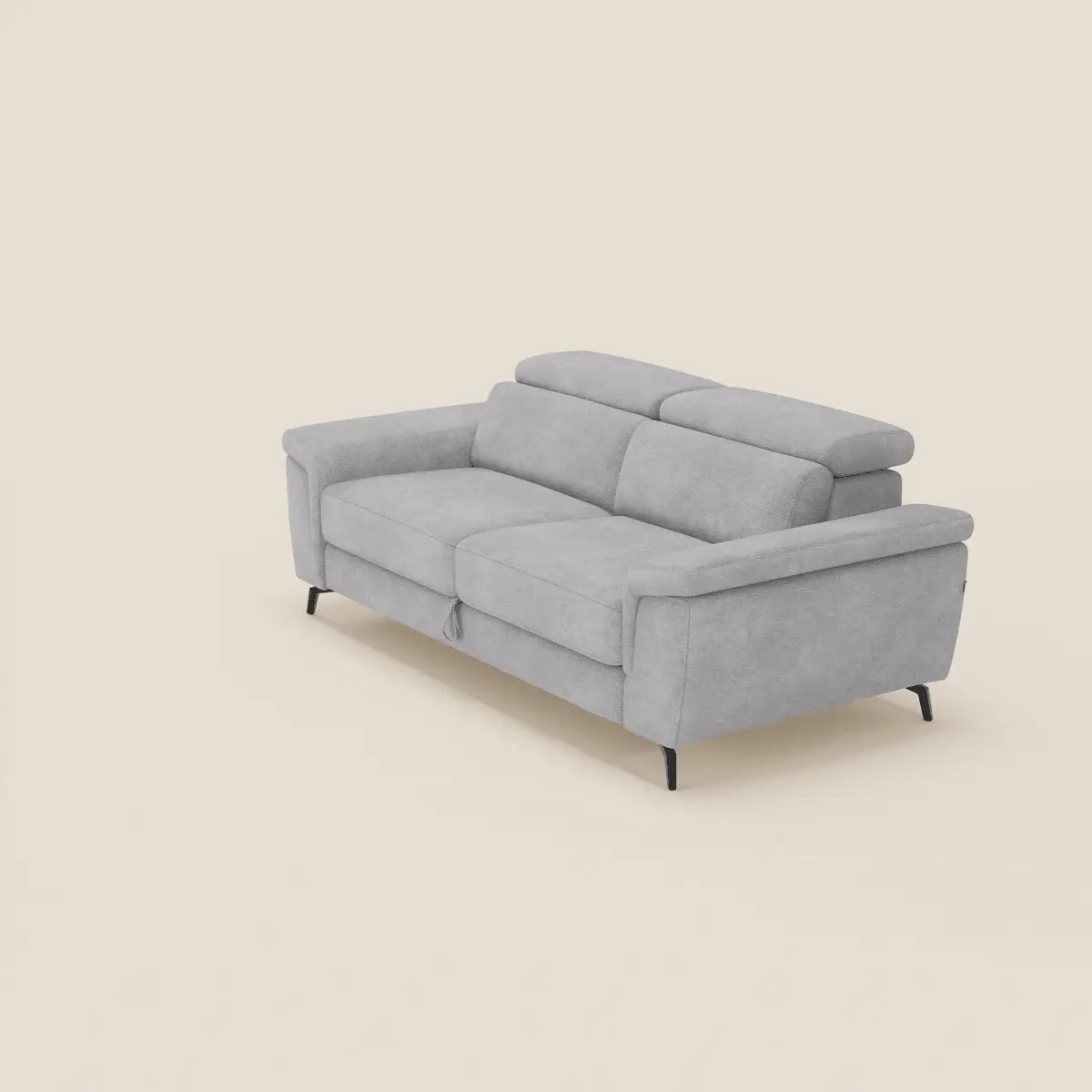 Estro CanapĂ© 3 places avec pouf extractible - tĂȘtiĂšres inclinables en tissu impermĂ©able T14 gris clair - Image 2
