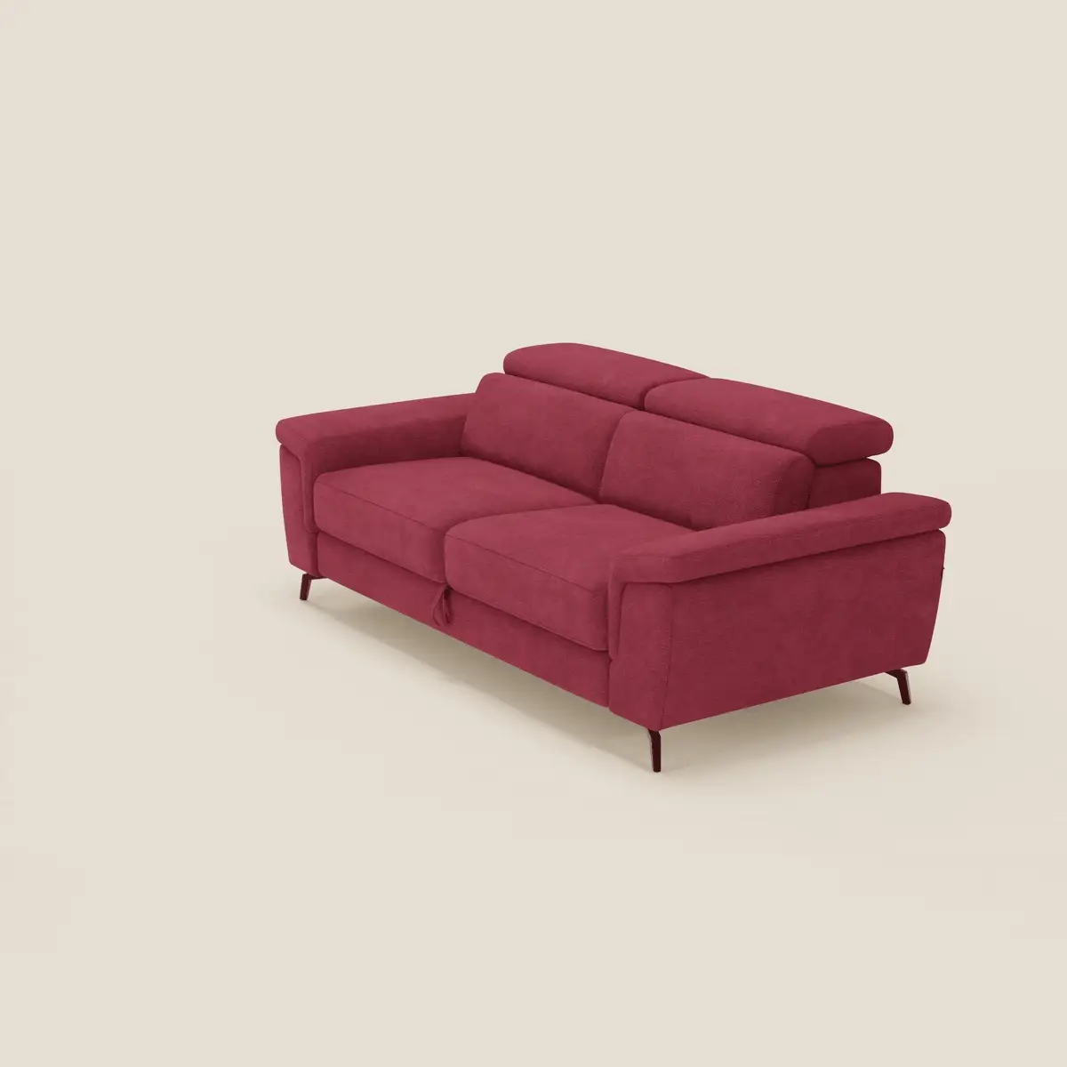 Estro Canapé 3 places avec pouf extractible - têtières inclinables en tissu imperméable T14 rouge - Image 2