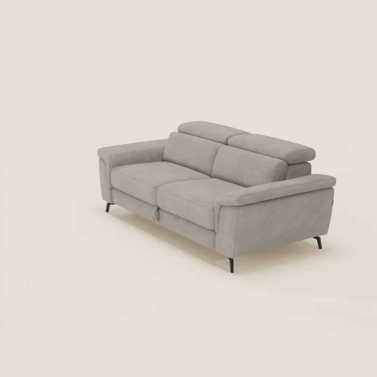 Estro Canapé 3 places avec pouf extractible - têtières inclinables en tissu imperméable T14 taupe - Image 2
