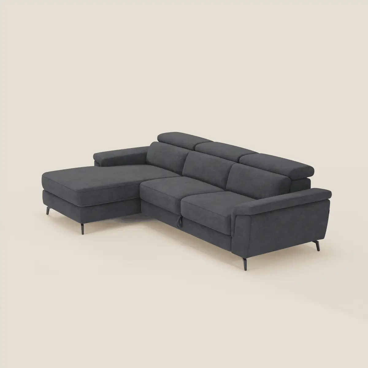 Estro Canapé extractible et chaise longue - têtières inclinables en tissu imperméable T14 anthracite - Image 2
